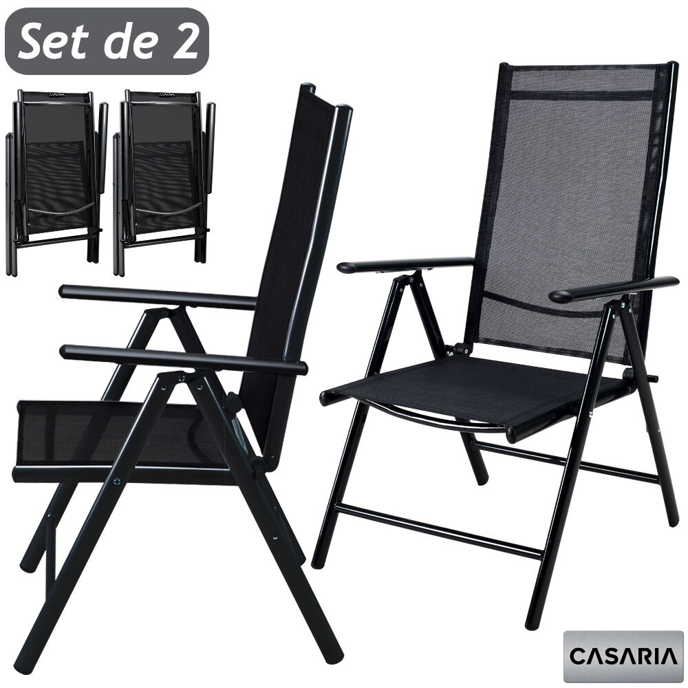Gartenstuhl Hochlehner klappbar Bern 2er-Set Anthrazit Alu verstellbar