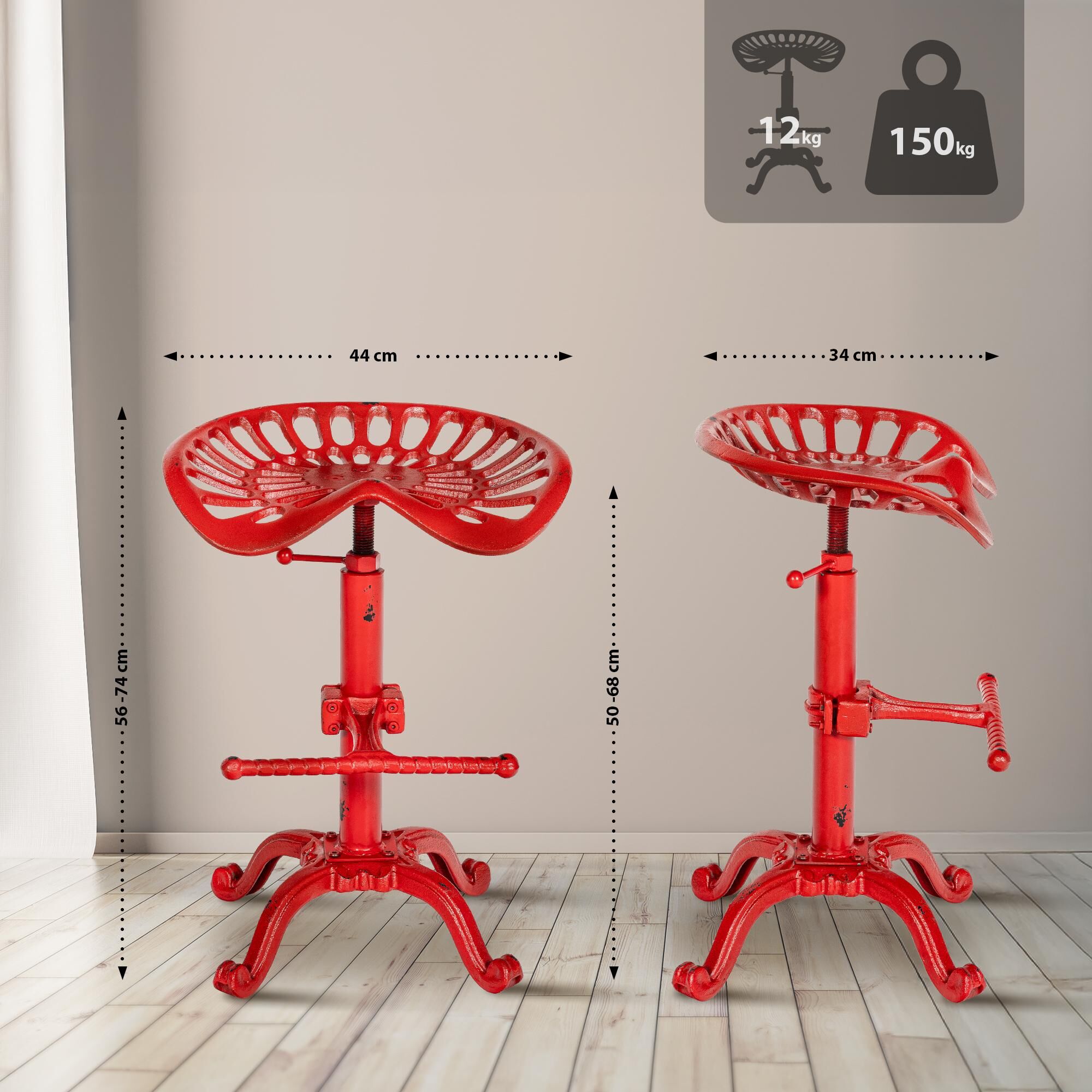 2er Set Barhocker Butch, rot