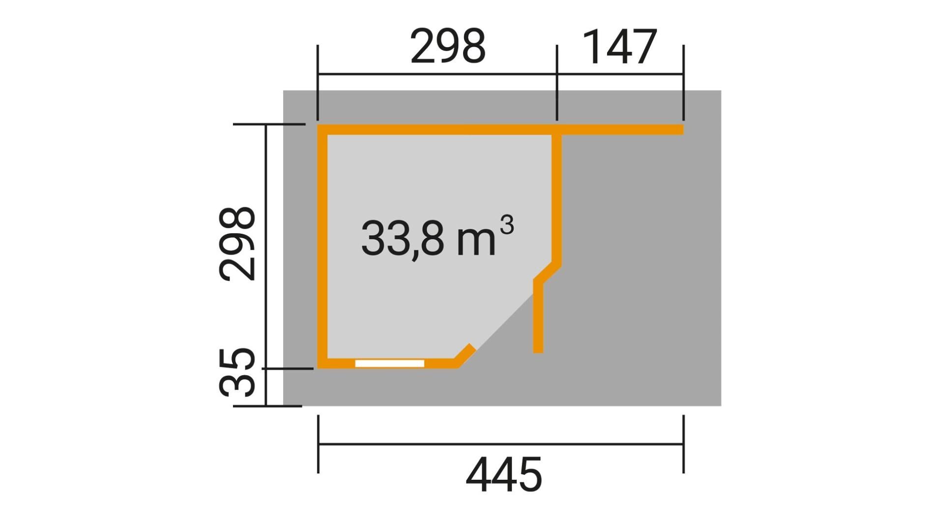 weka Design-Gartenhaus 213 Plus A 5,0x3,4m, Naturbelassen