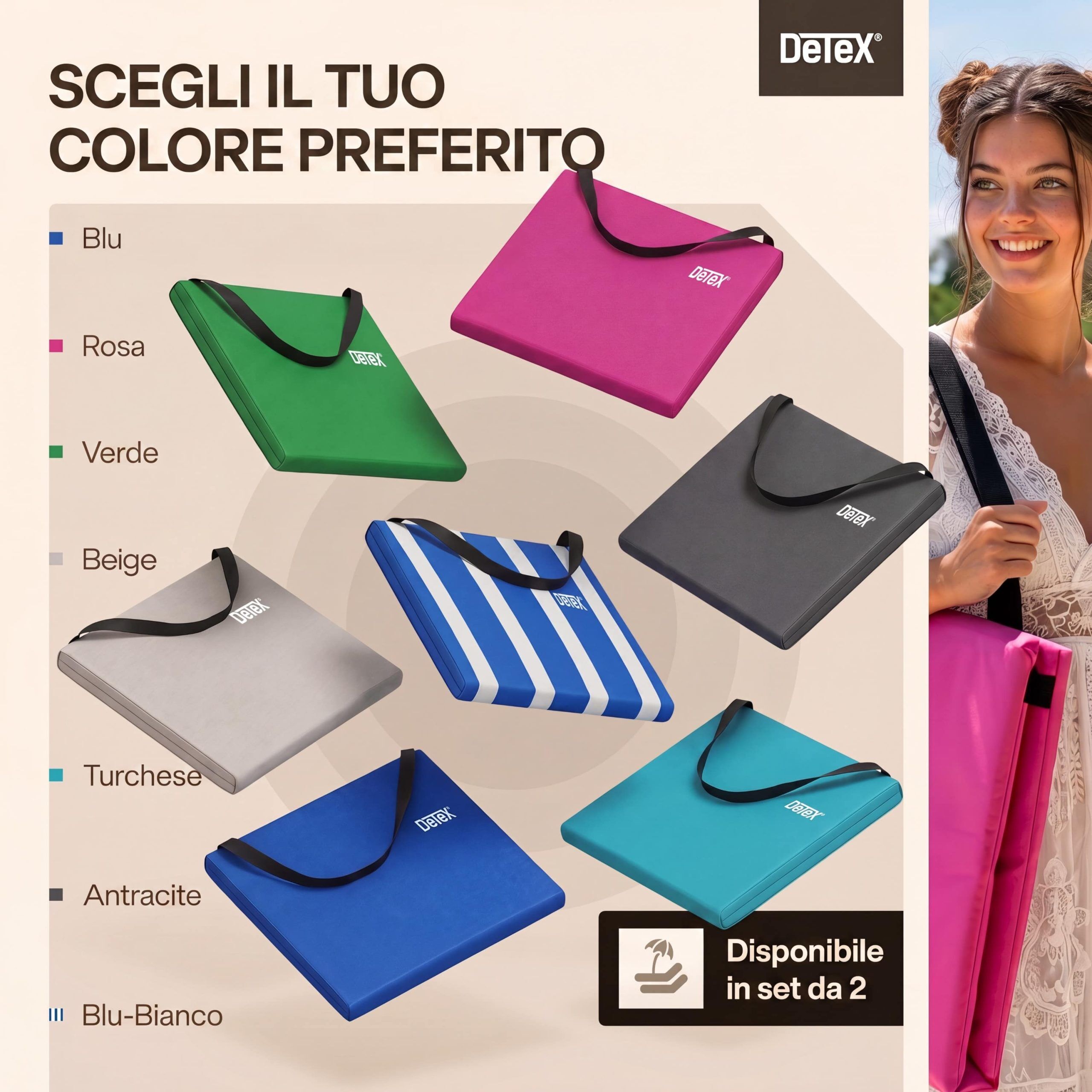Strandmatte 2er-Set Blau 158x56x46cm gepolstert