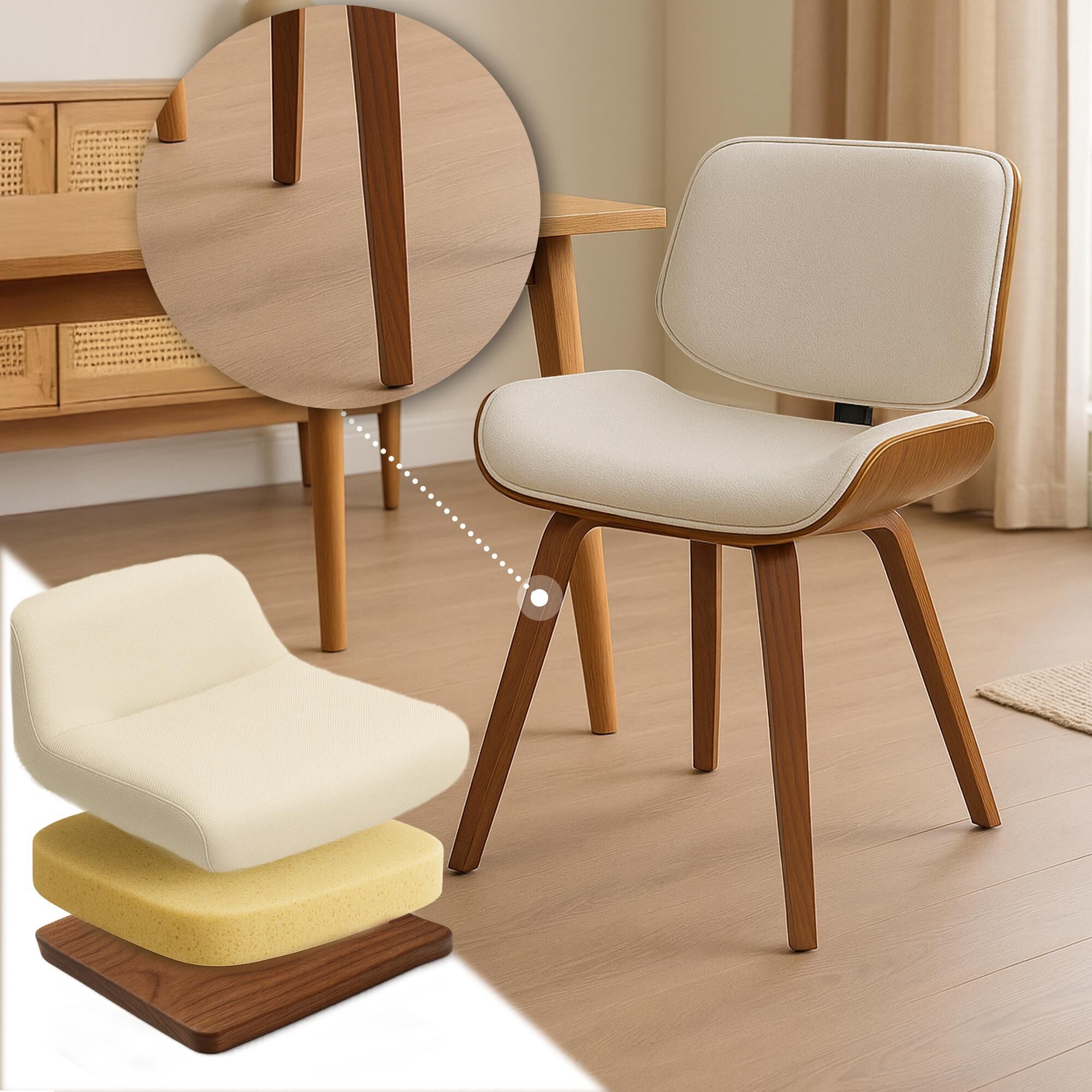 Besucherstuhl Beverley Stoff, walnuss/creme