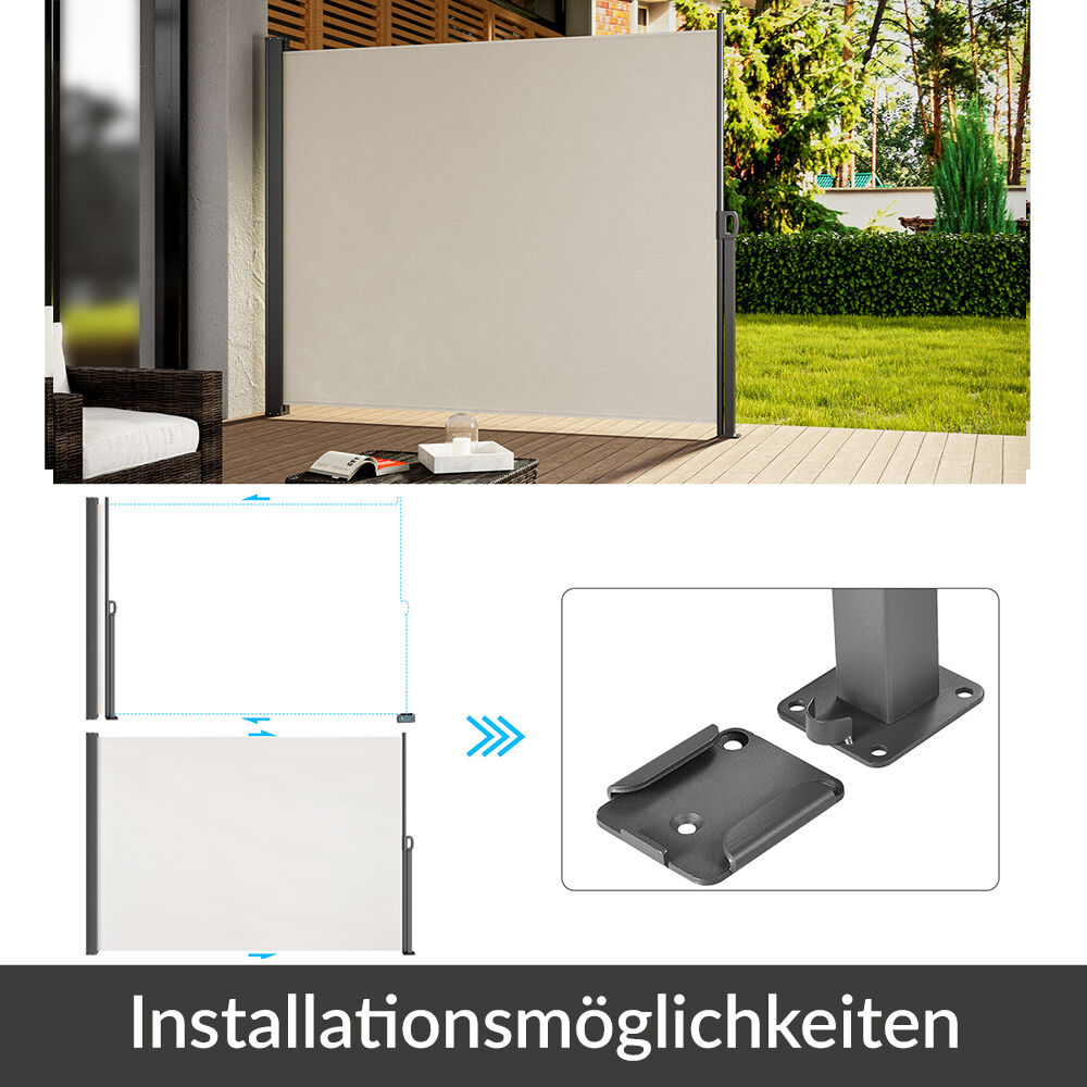 Seitenmarkise Nosara Creme 180x300cm ausziehbar