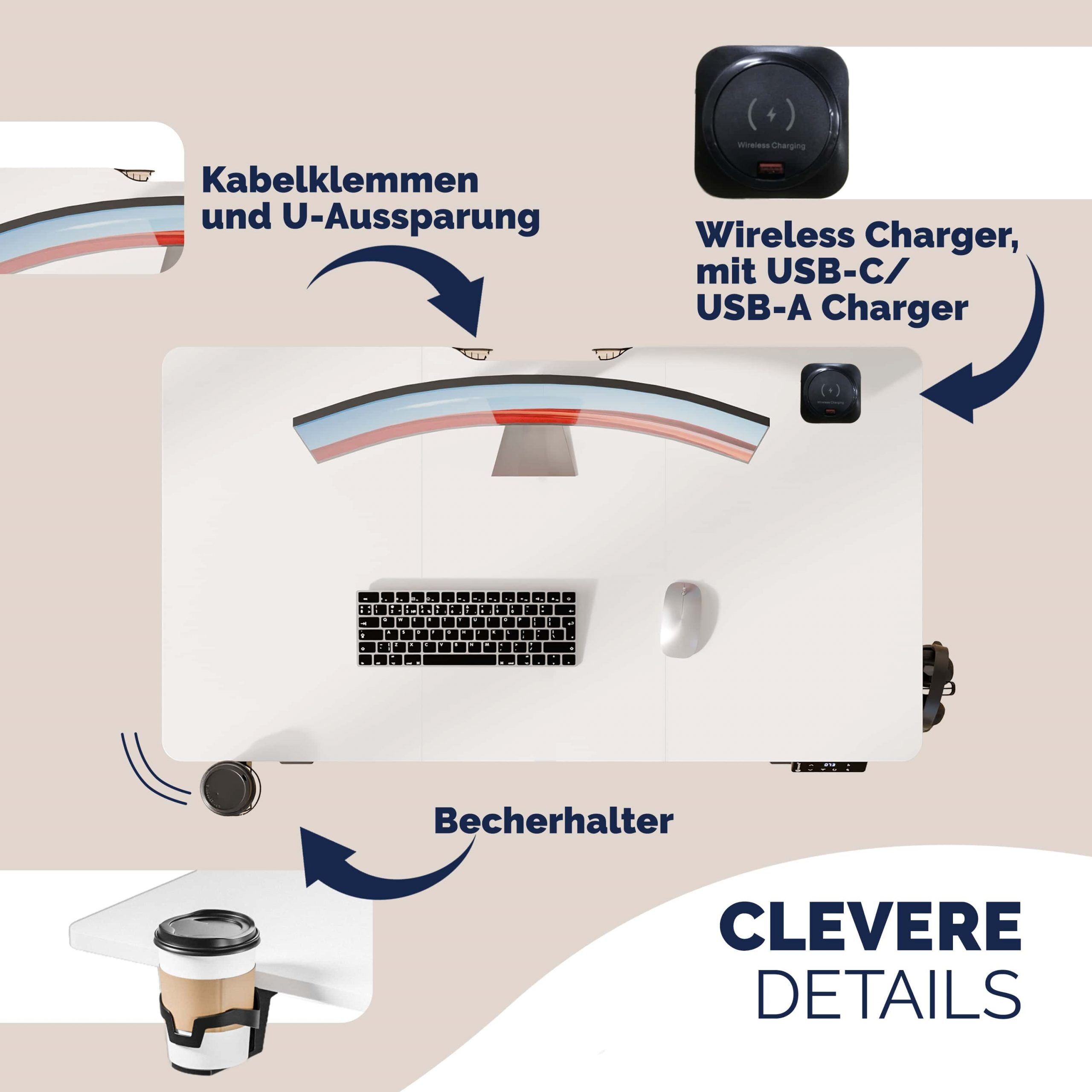 Höhenverstellbarer Schreibtisch Weiß 120x60x72-117cm