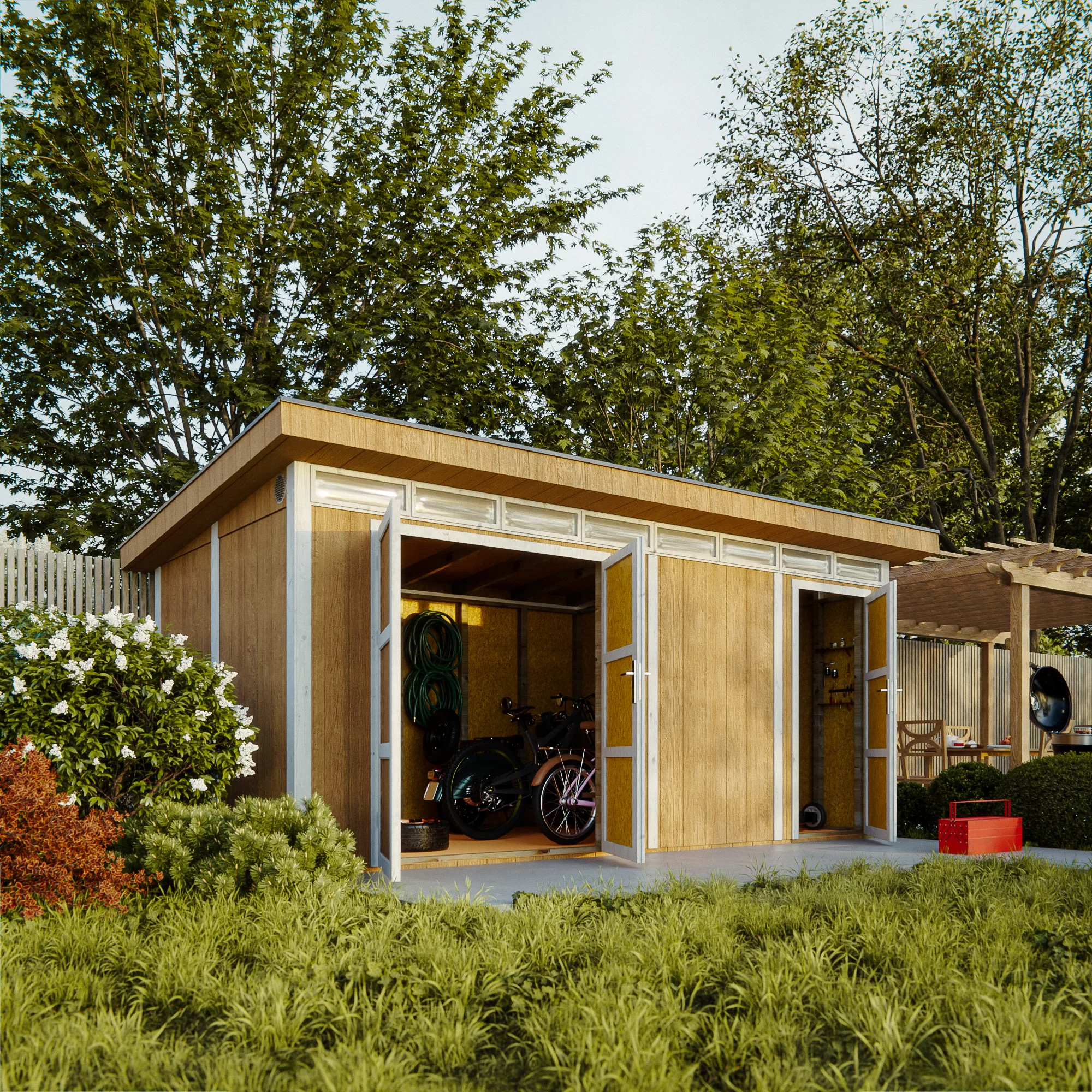 Pultdach Gartenhaus Norge 8 mit LP® SmartSide® M905C – 236 x 486 cm – 12 m2