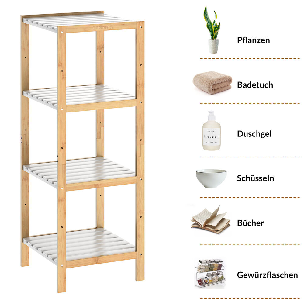 Standregal Bambus Weiß 110x33x34cm