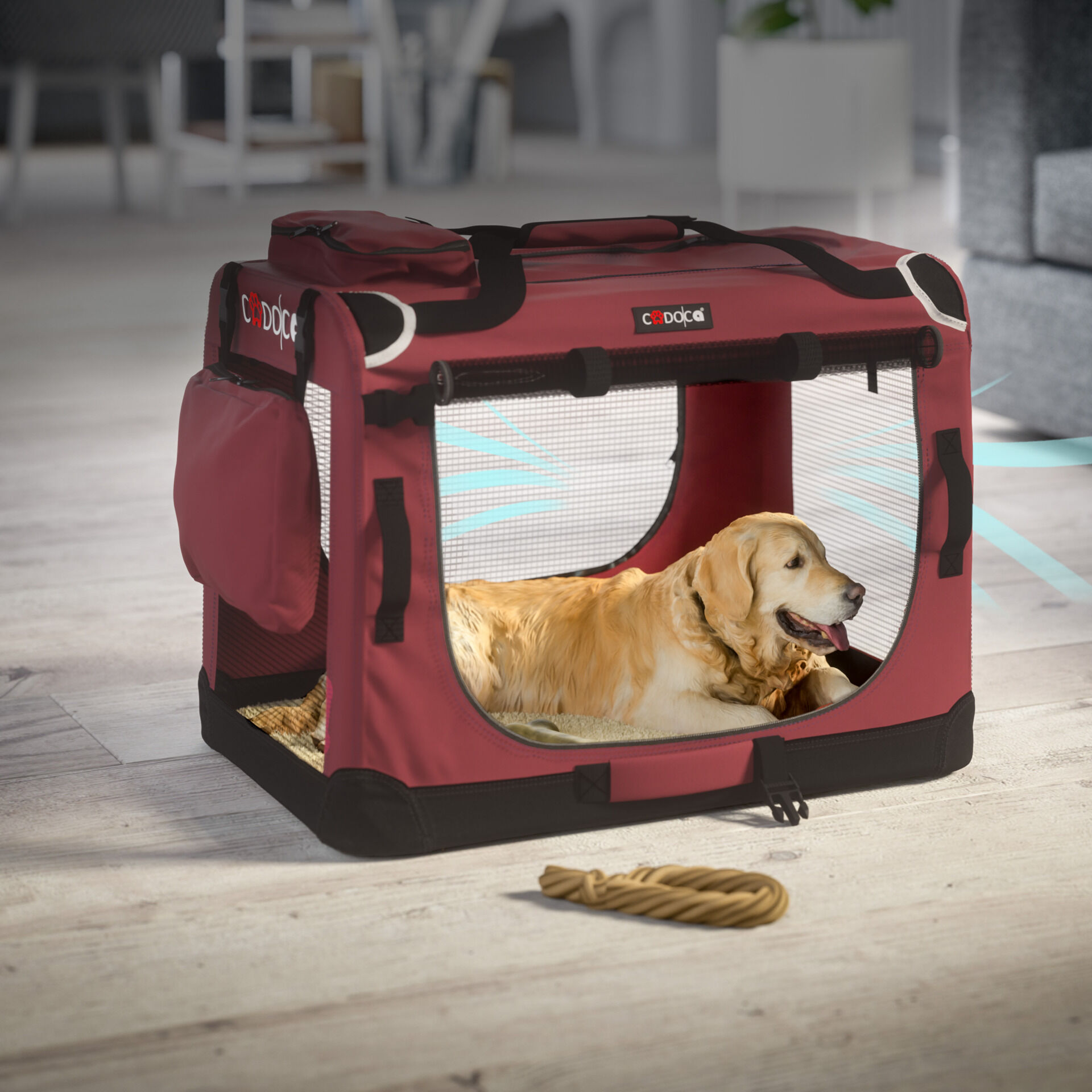 Hundebox faltbar L 70x52x50cm Dunkelrot