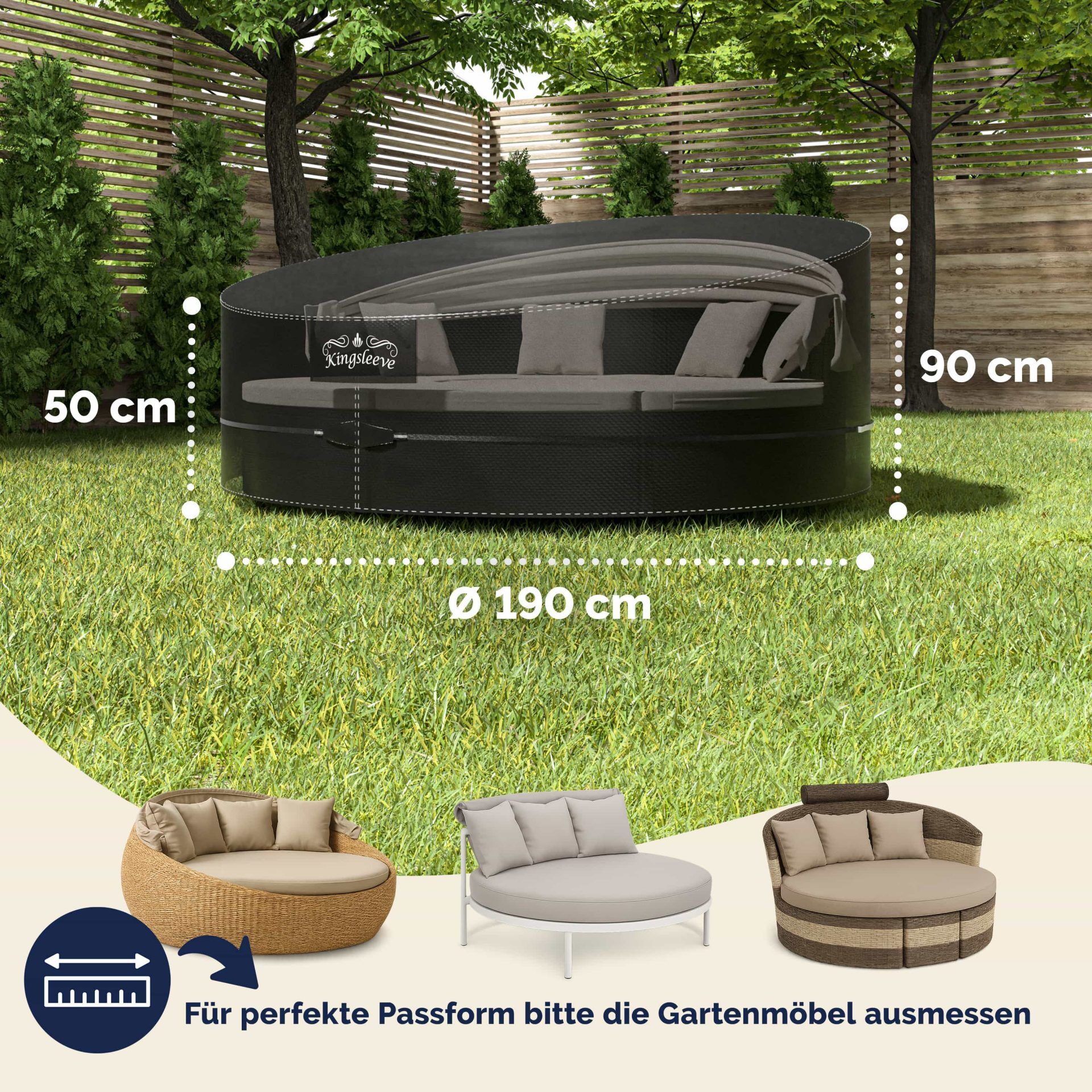 Abdeckplane Sonneninsel Anthrazit Ø190x90/50cm 9100mm Wassersäule