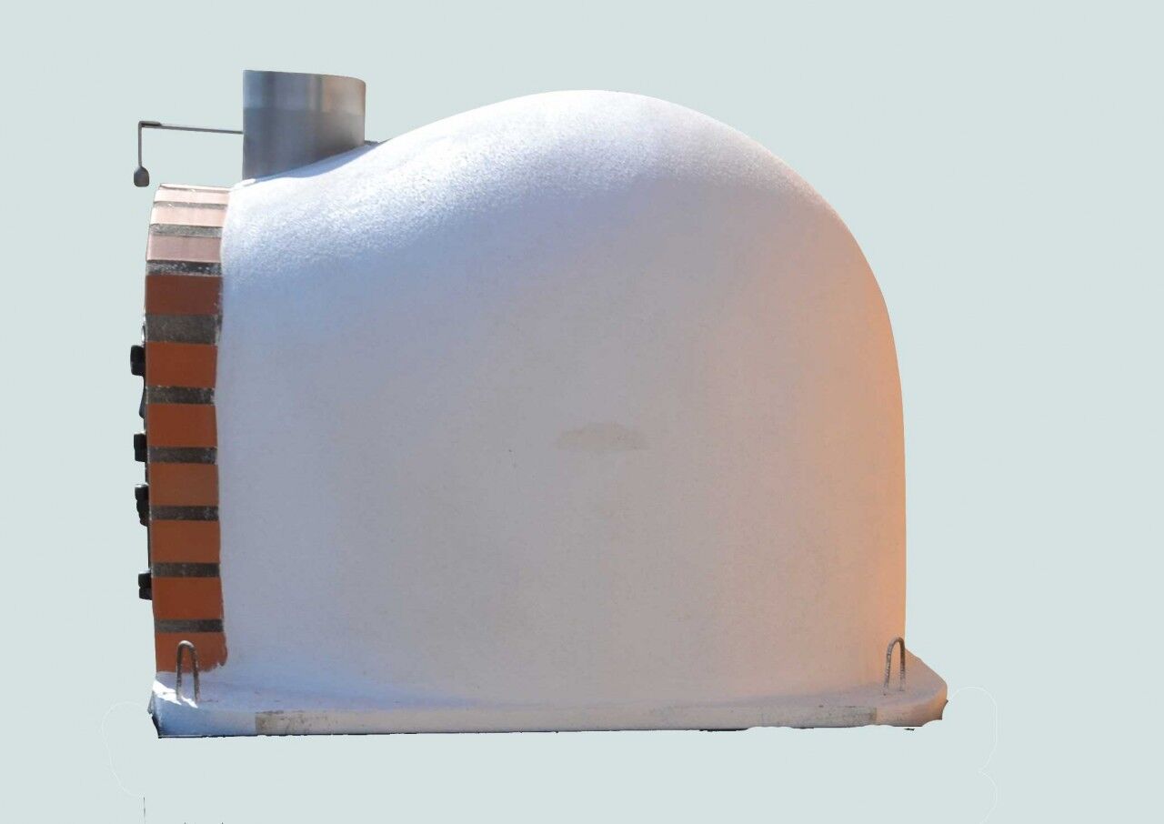 Traditioneller Backofen Perfetto AL 100 inkl. Kaminrohr und Regenhut aus Edelstahl, weiß, ohne Abdeckhaube, ohne Ofenzubehör, ohne Zubehörset, ohne Grillzubehör, ohne fahrbares Gestell