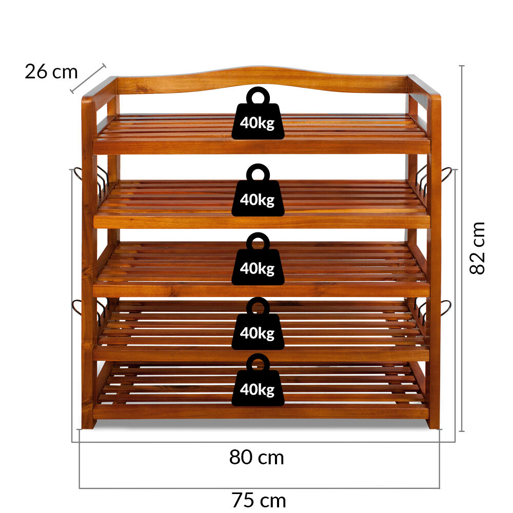 Schuhregal aus Akazienholz 75x26x82cm