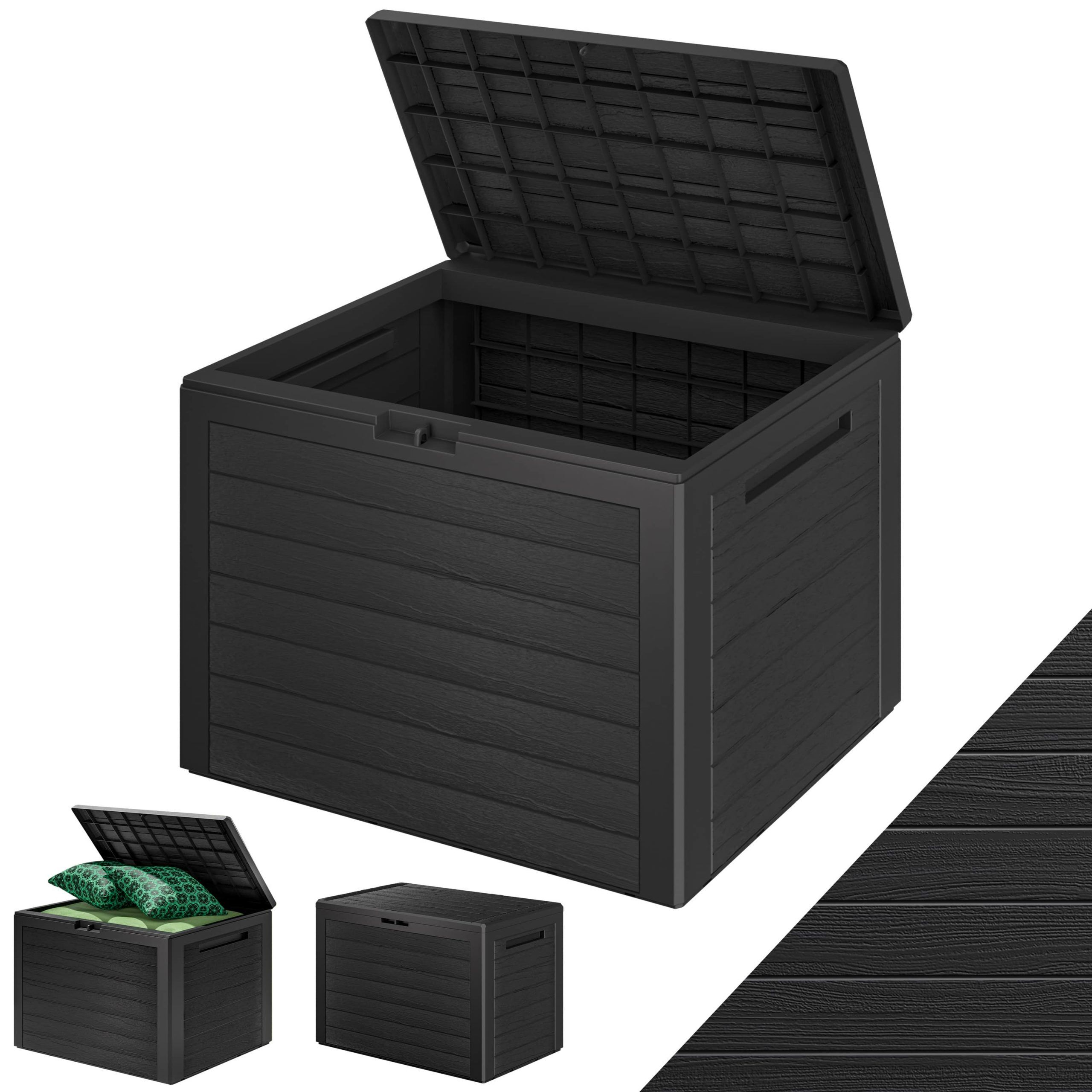 Gartenbox Lille 190L Anthrazit in Holzoptik wetterfest abschließbar