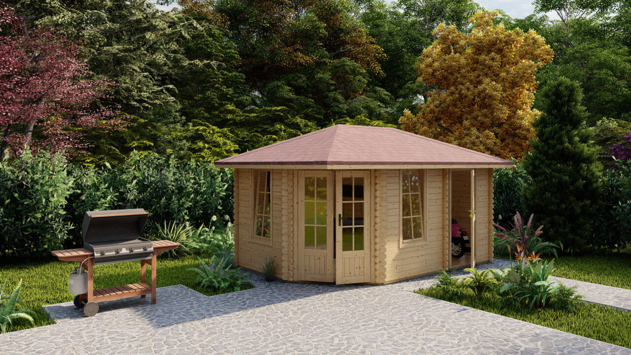 5 Eck Gartenhaus Norwegen 9 mit Überdachung