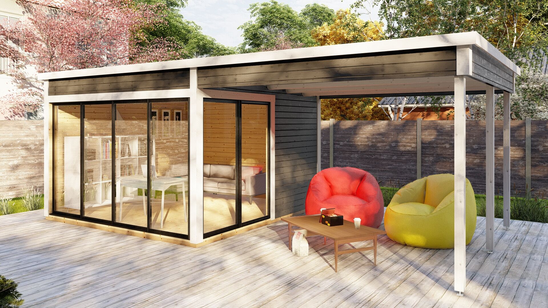 Flachdach Gartenhaus Sydney 35 Plus