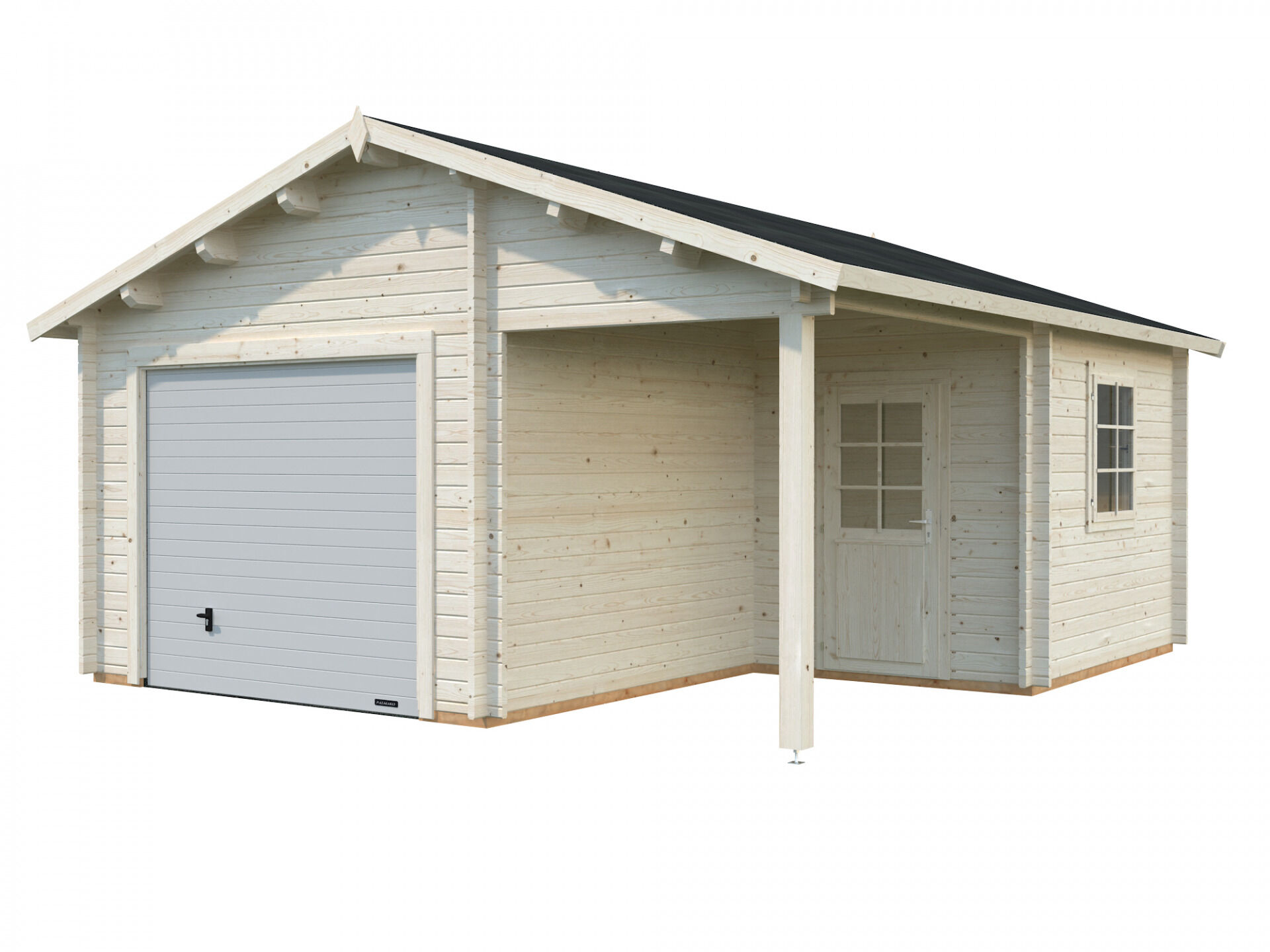 Palmako Holzgarage Roger 21,9+5,2 m² mit Sektionaltor