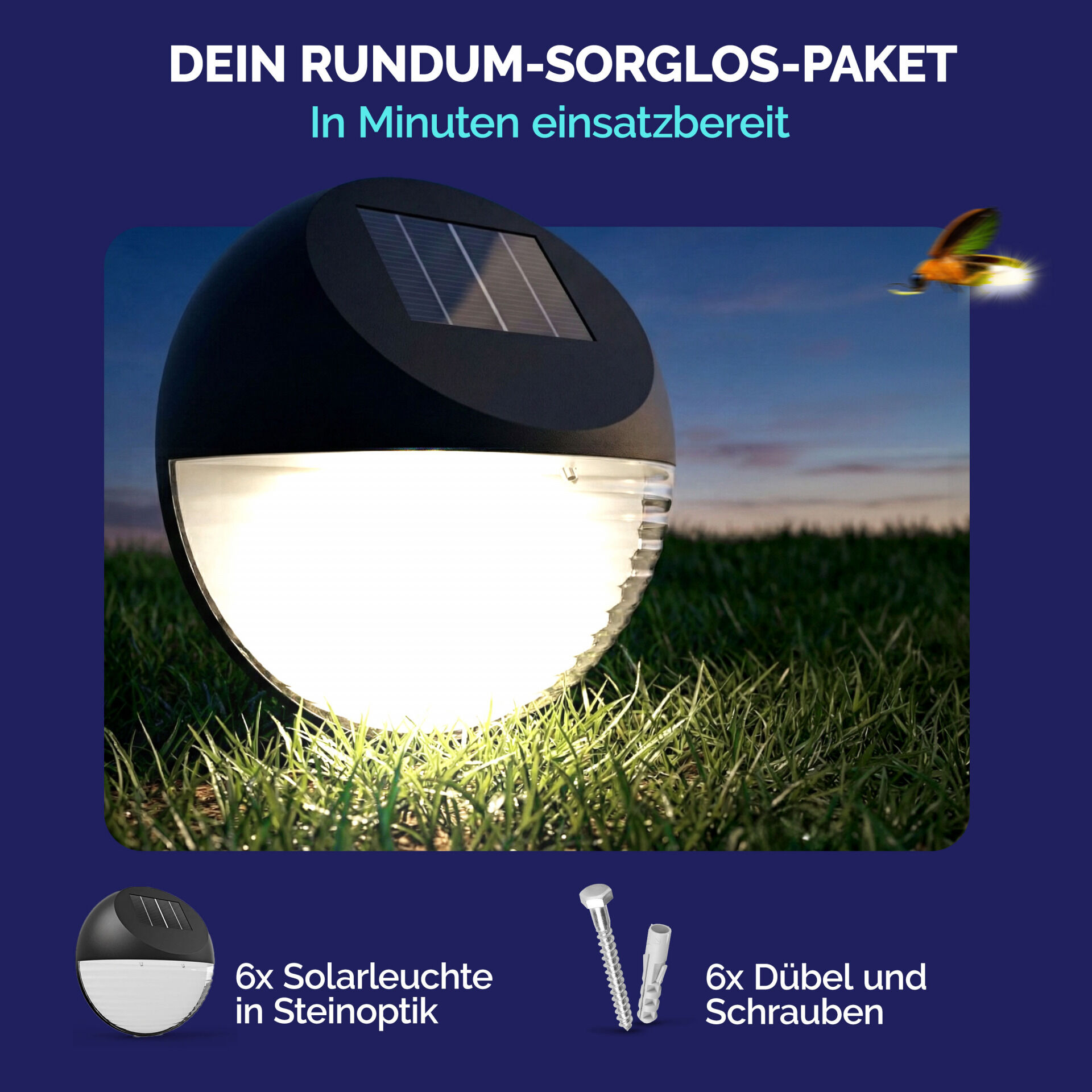 LED Solarwandleuchte 6er-Set Ø11cm