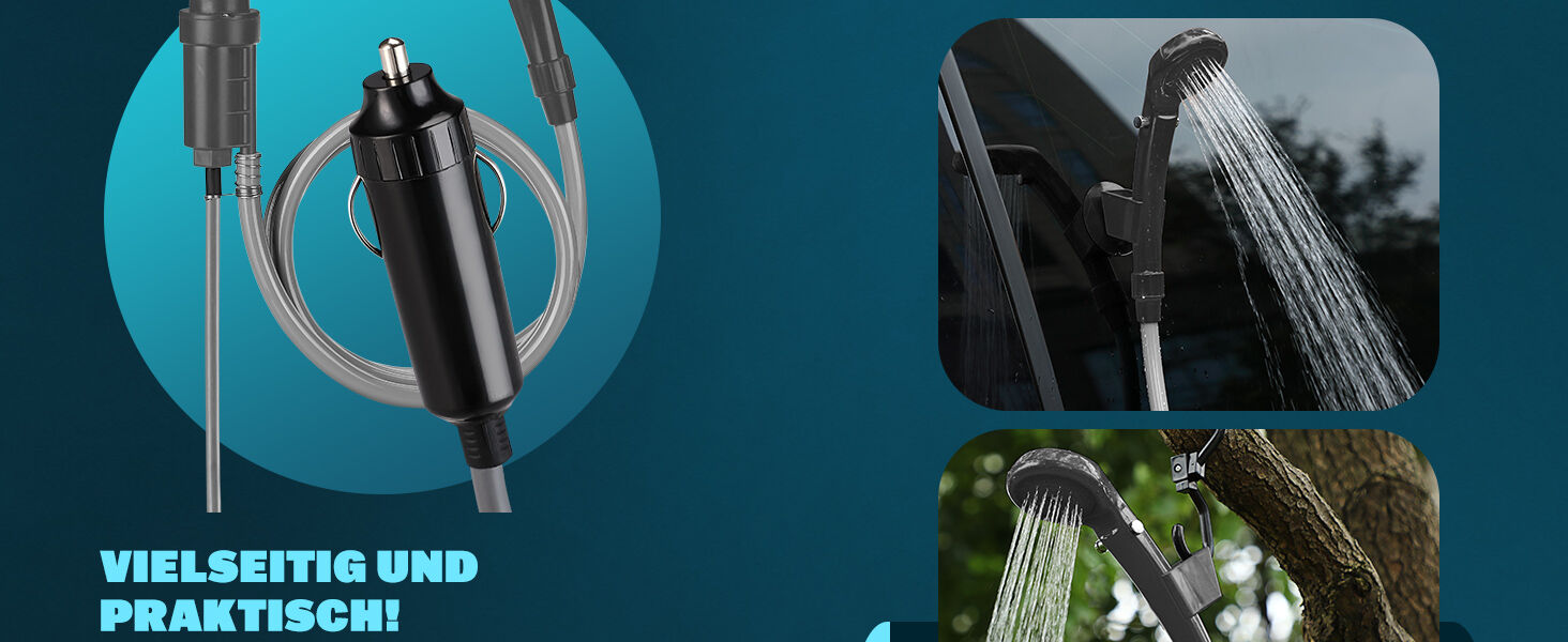 Campingdusche Anthrazit mit Tauchpumpe