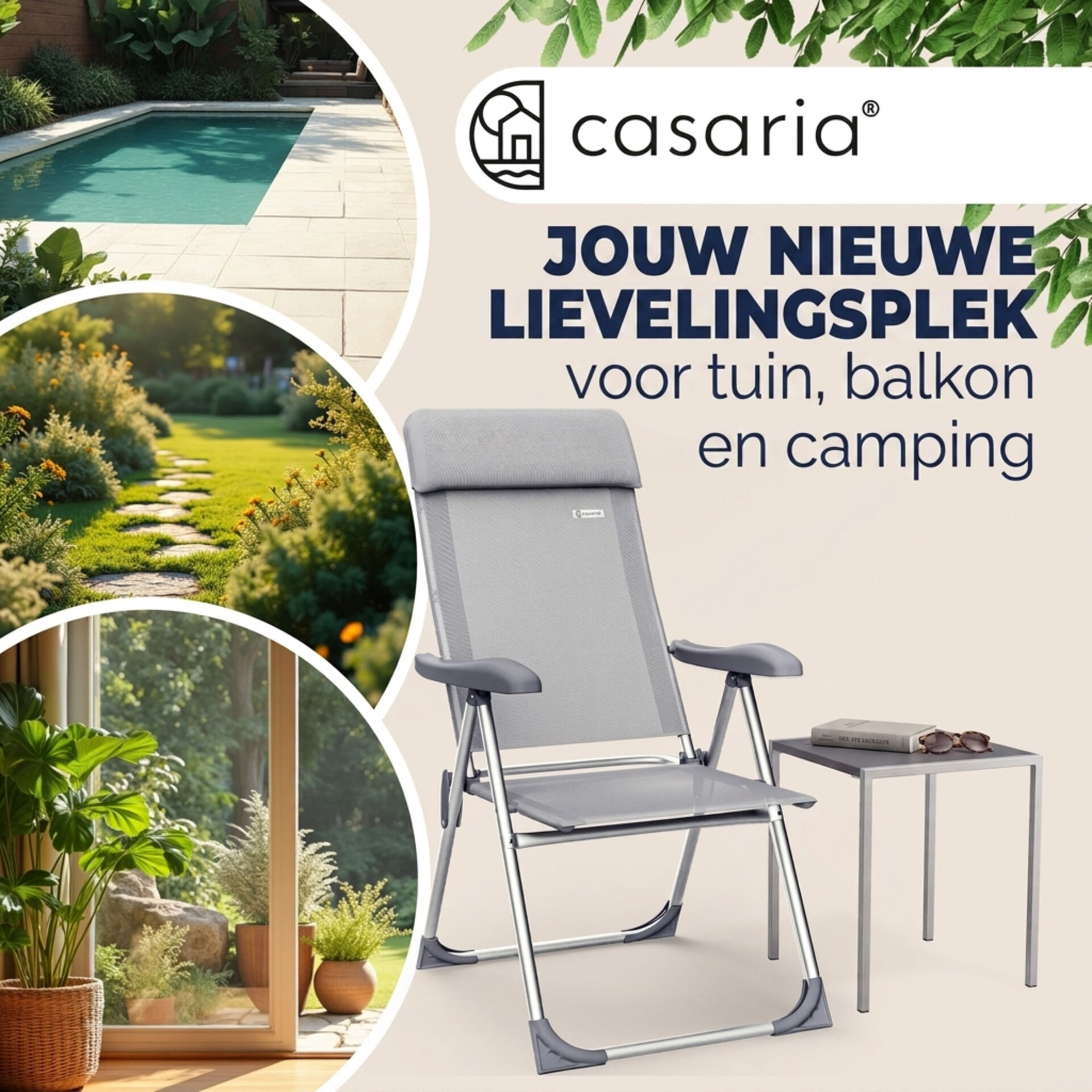 Gartenstuhl 4er-Set Silber Alu