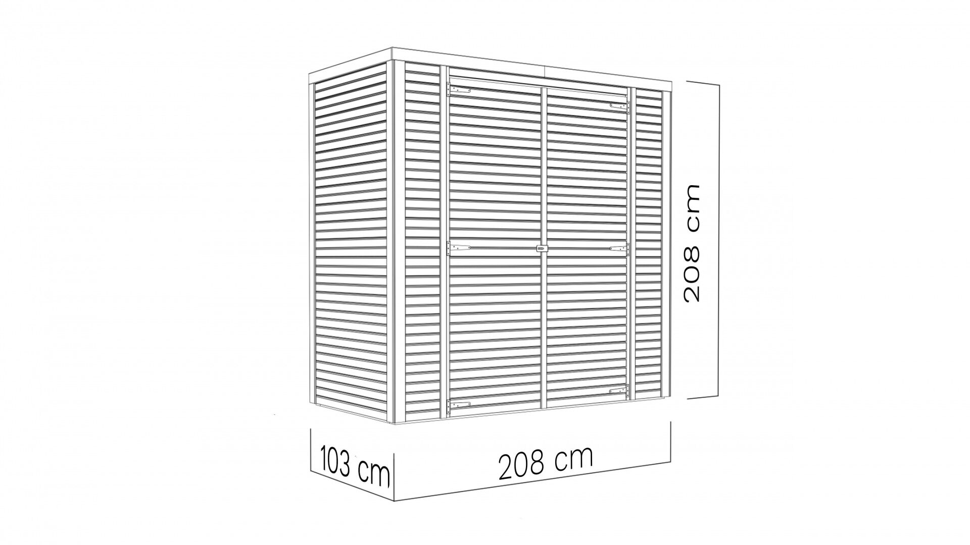 Gerätehaus Holz Box 1 schwarz/natur 207 x 103 cm