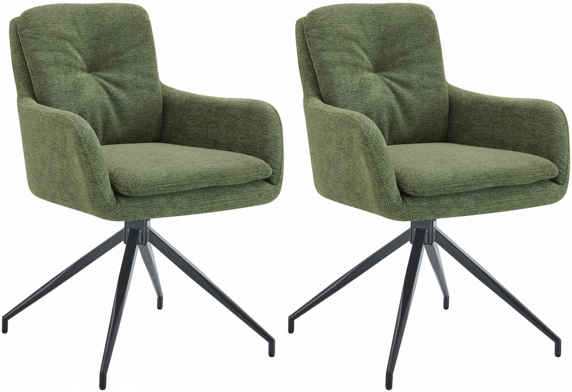 2er Set Esszimmerstuhl Pickett Stoff, grün