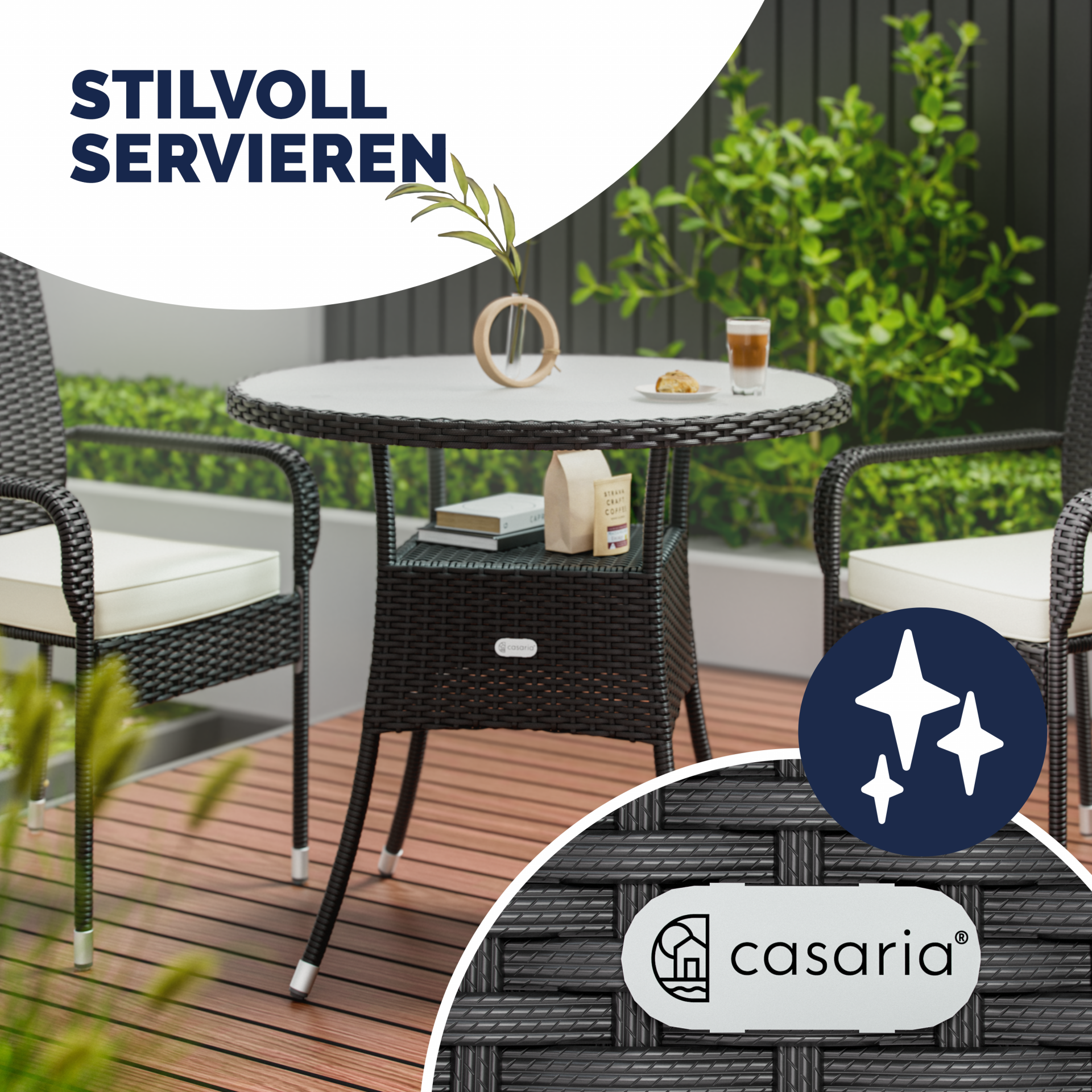 Polyrattan Tisch Schwarz Ø80cm