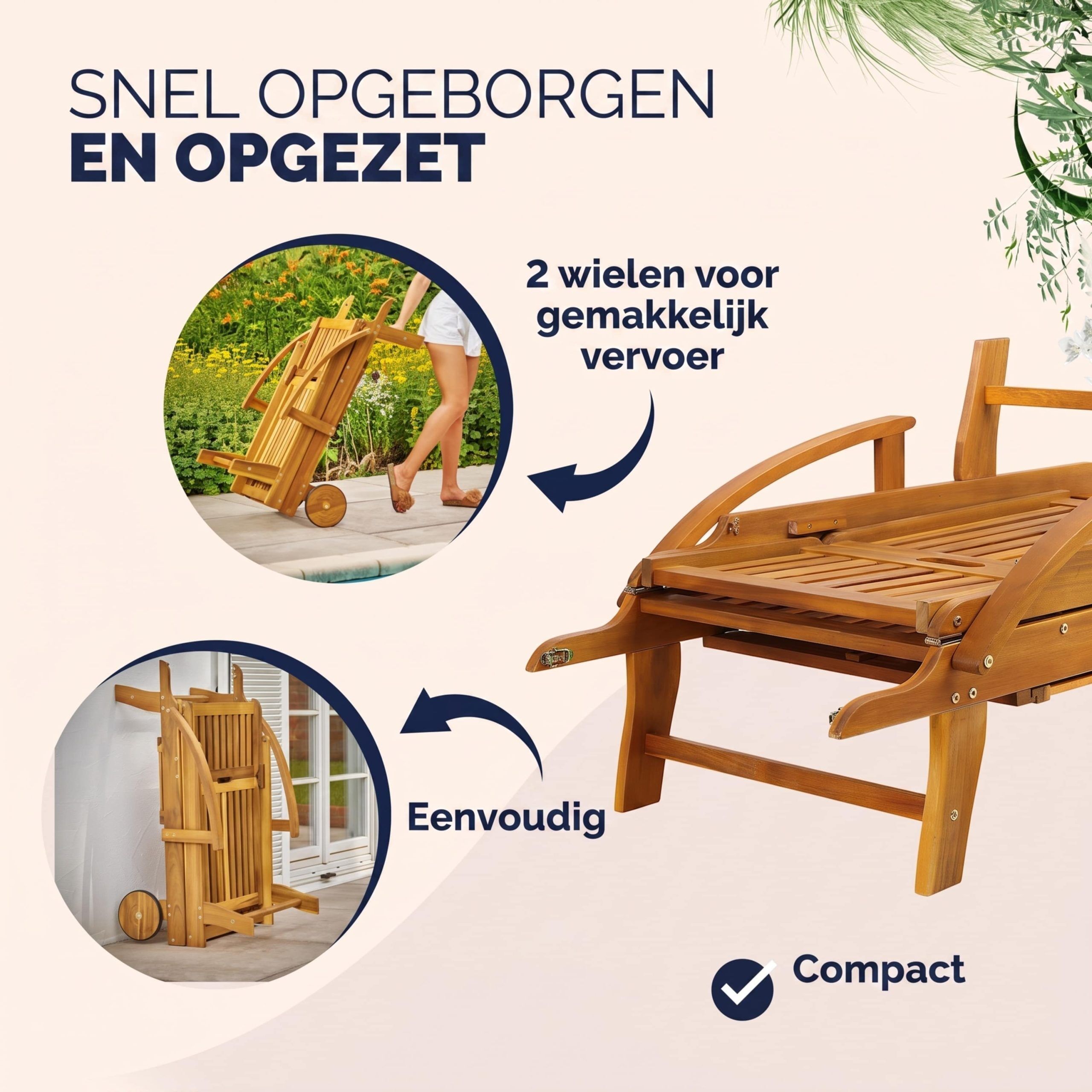 Gartenliege 2er-Set Akazienholz klappbar mit Ausziehtisch und Rollen