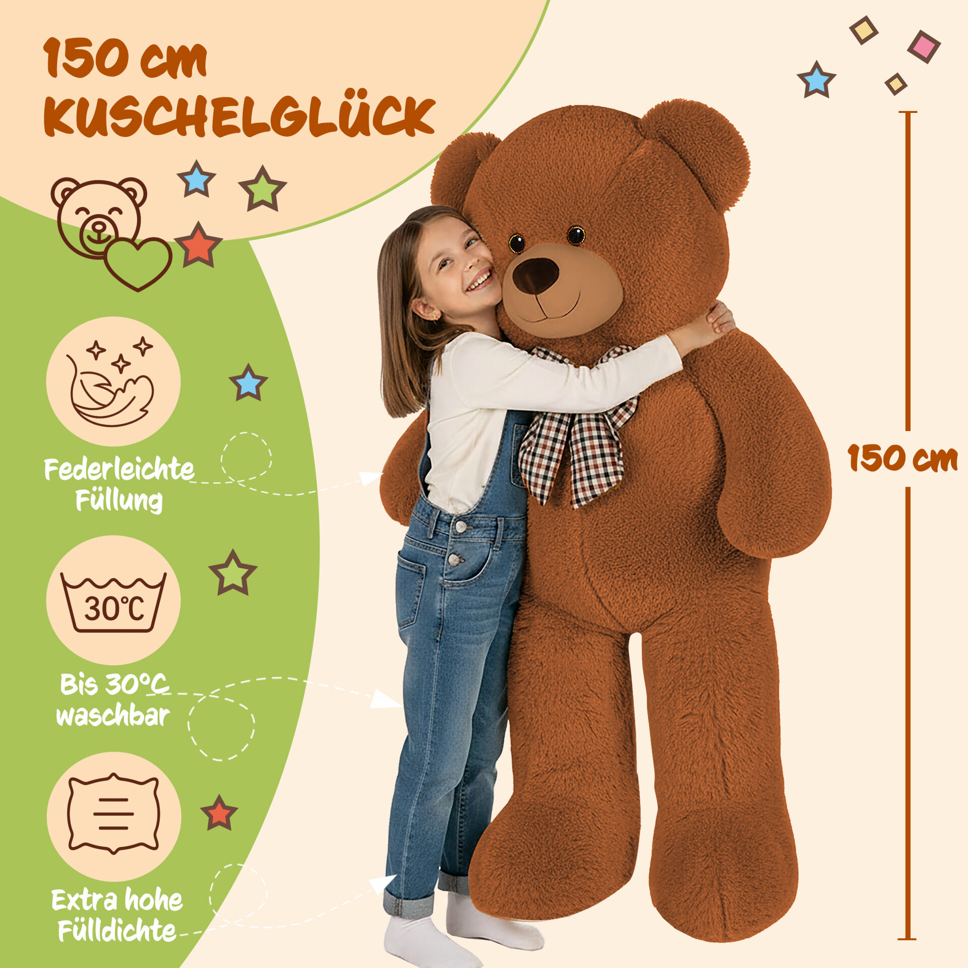 Plüschtier Teddybär XXL Braun 150cm