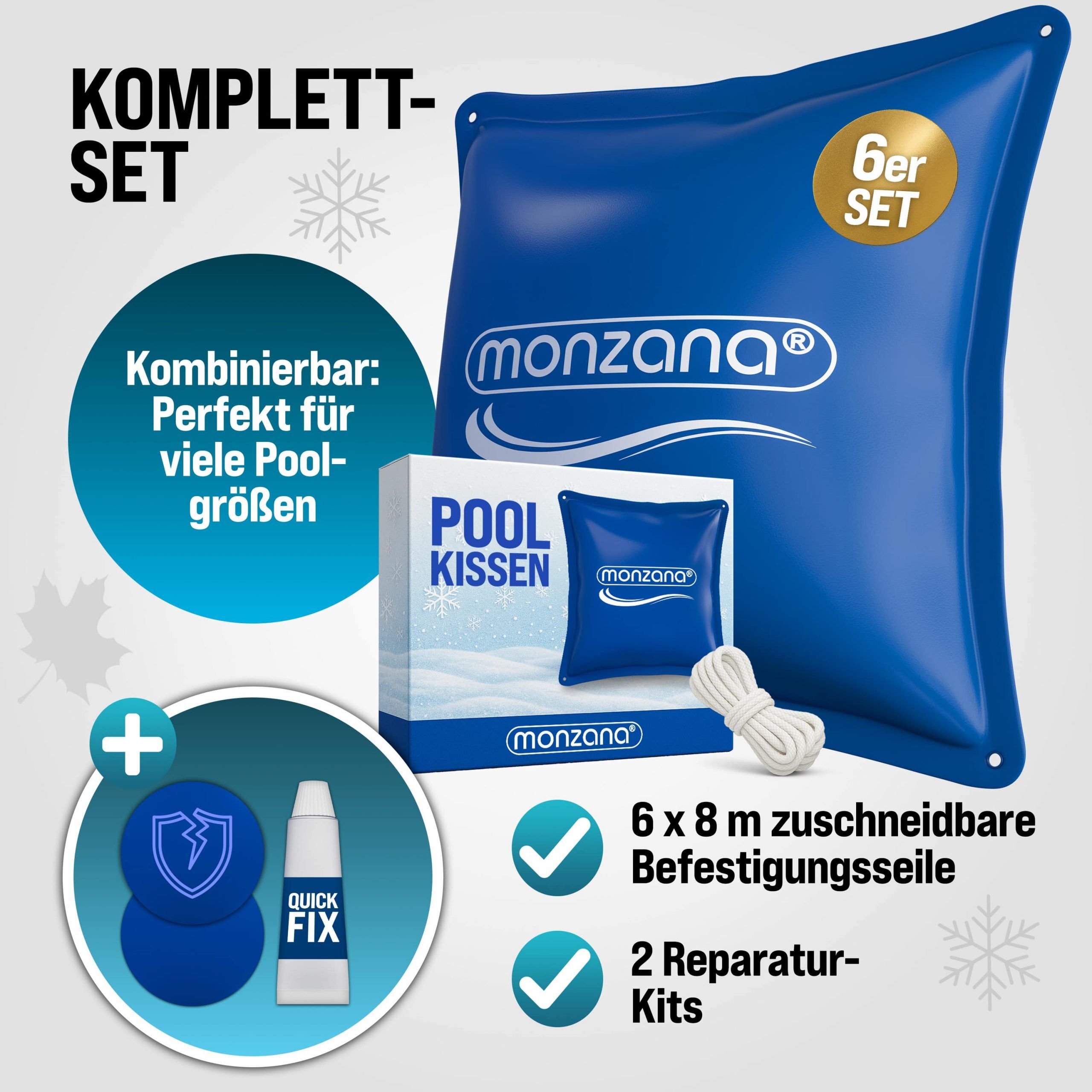 Poolkissen 6er-Set Blau 120x120cm -20°C