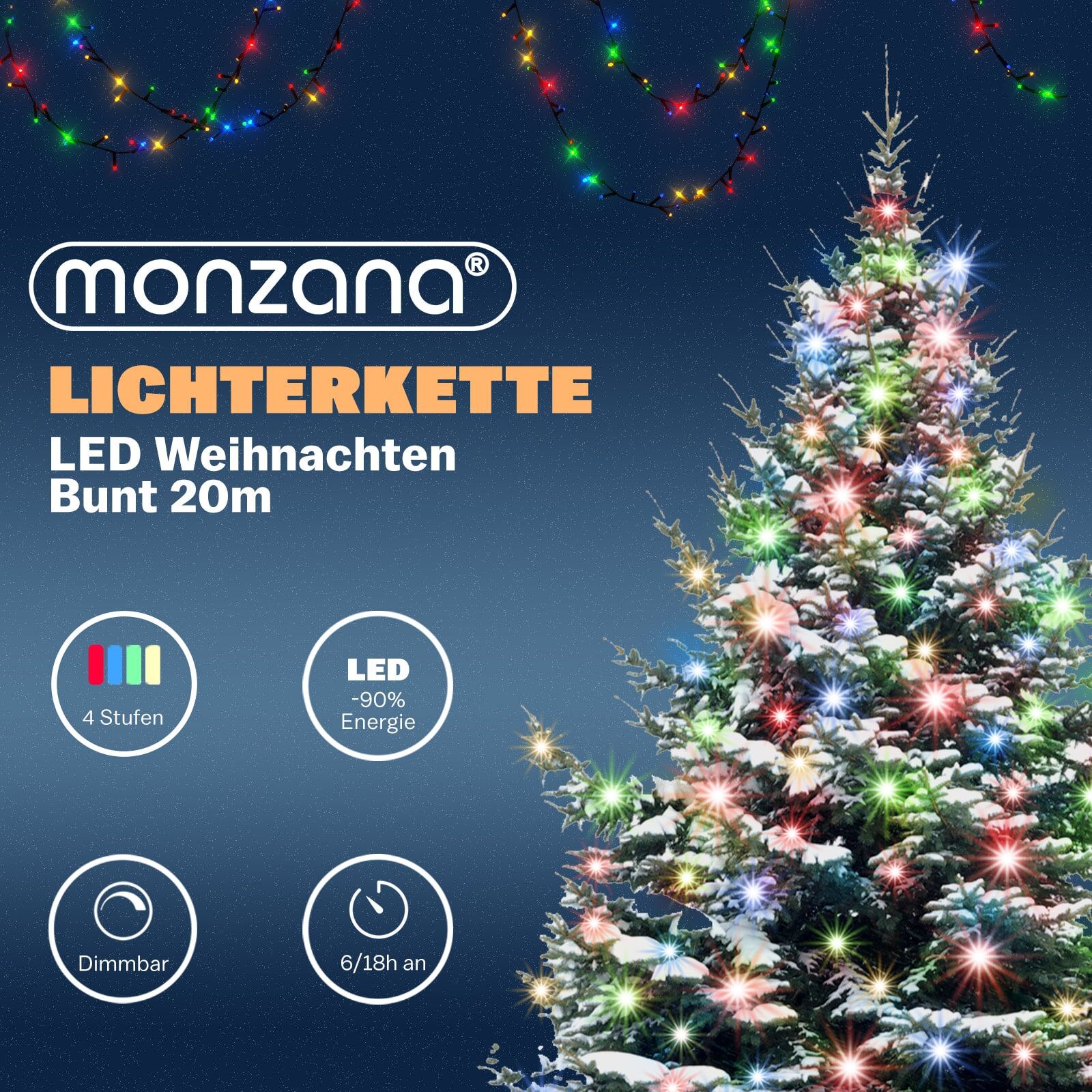 Lichterkette Weihnachten Bunt 20m Fernbedienung