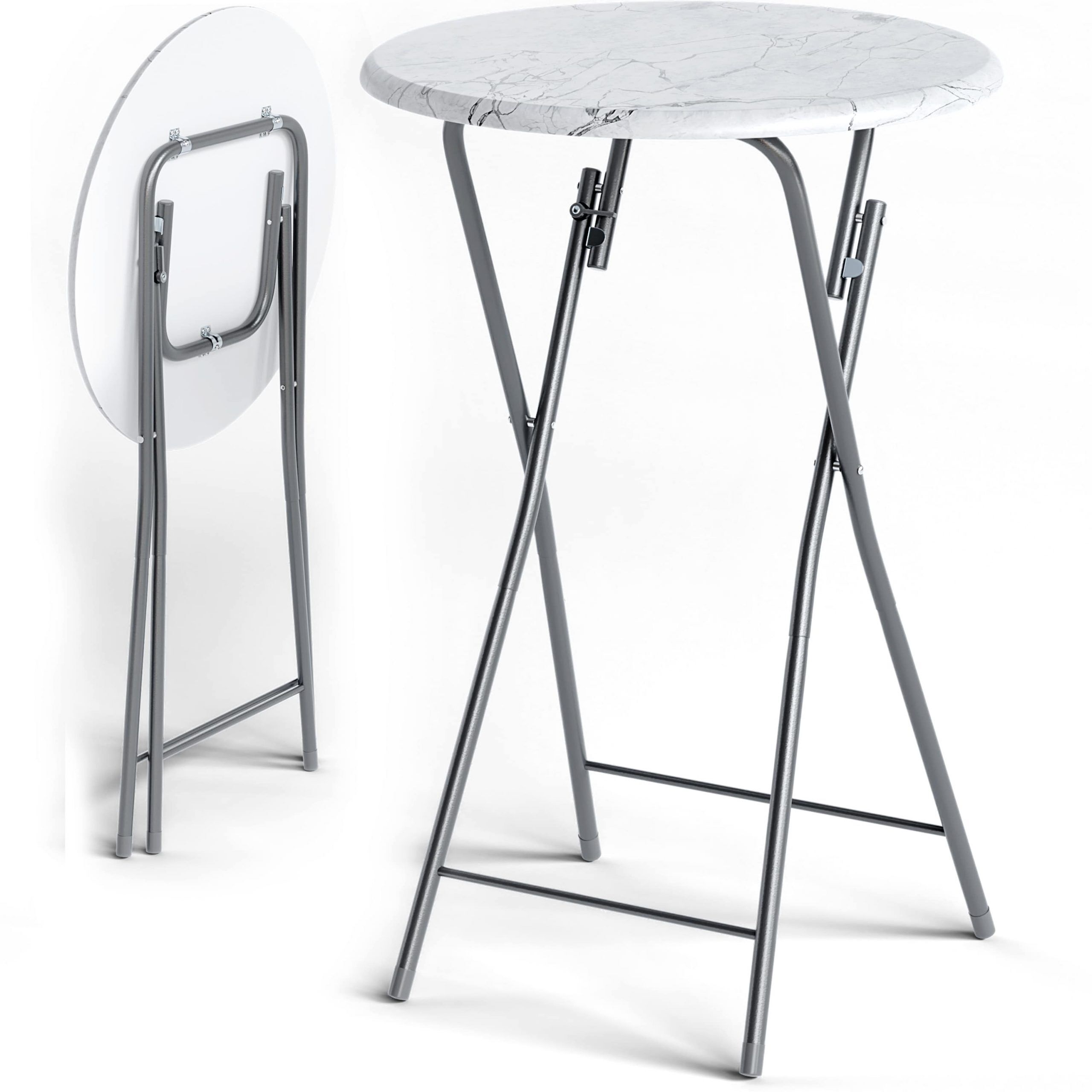 Stehtisch 2er-Set Ø60cm klappbar Holzdekor Weiß