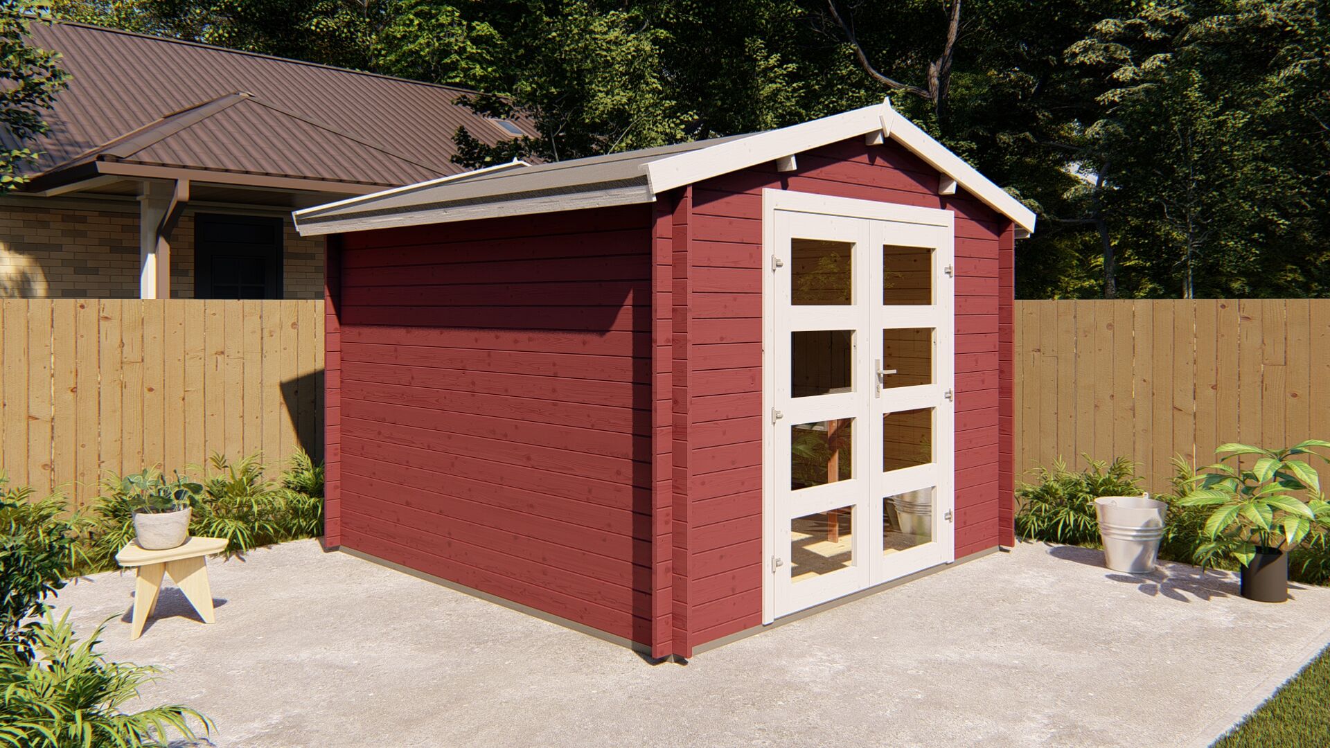 Gartenhaus 3×3 Funny 12 Holz Gartenhaus mit Doppeltür und Satteldach