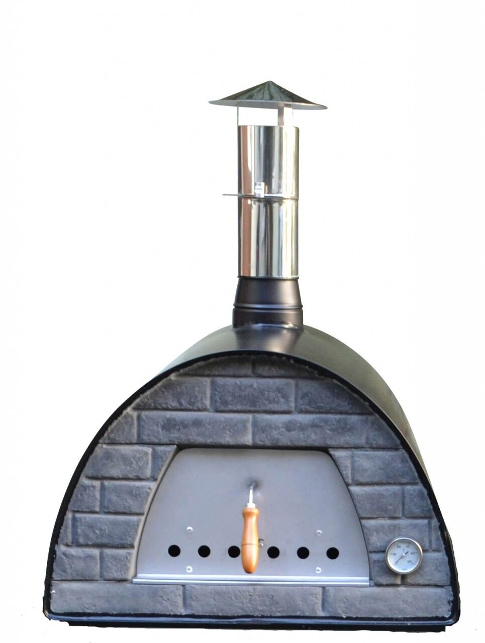 Mobiler Steinofen Maximus schwarz inkl. Kaminrohr und Regenhut aus Feueraluminium