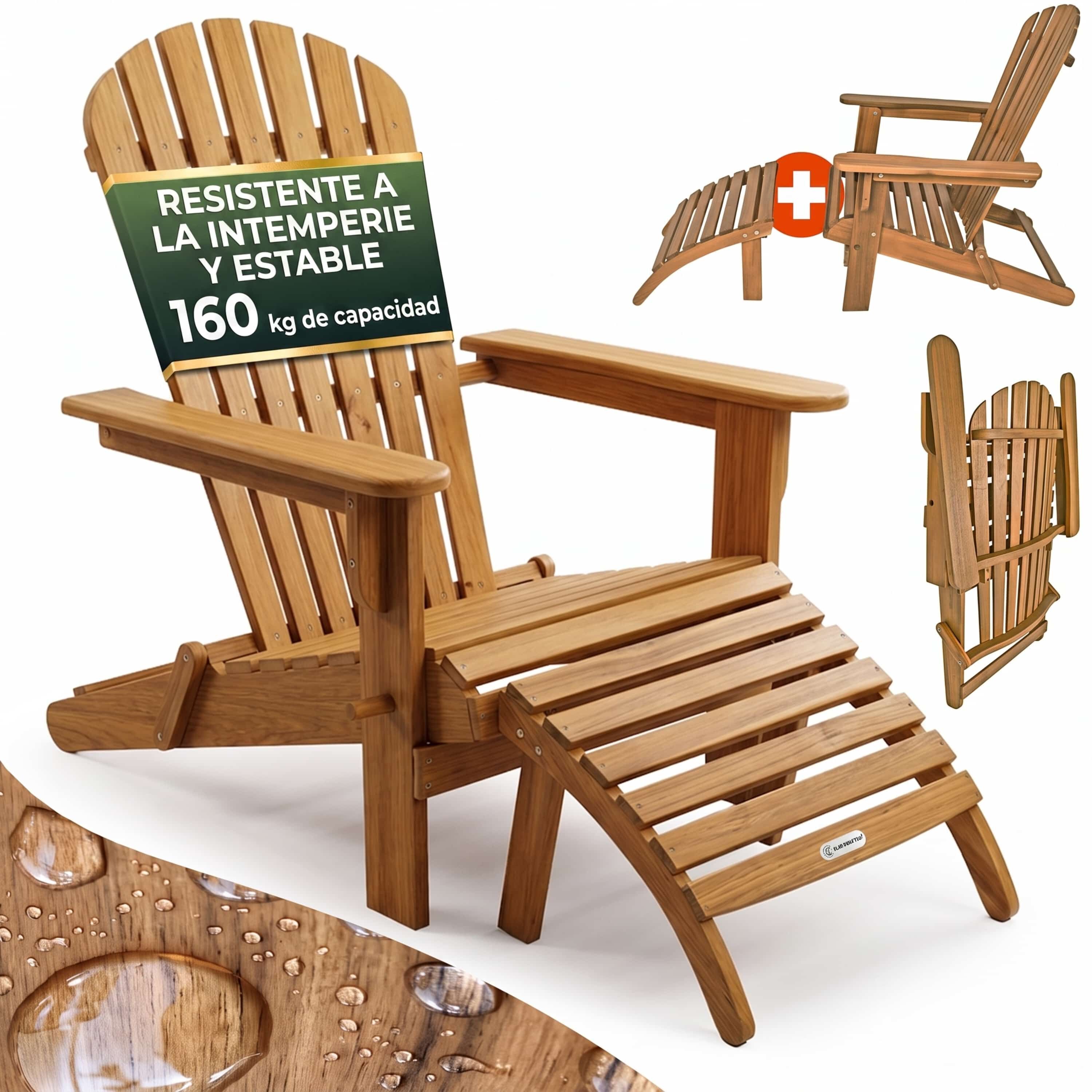 Sonnenstuhl Adirondack Akazienholz inkl Fußstütze
