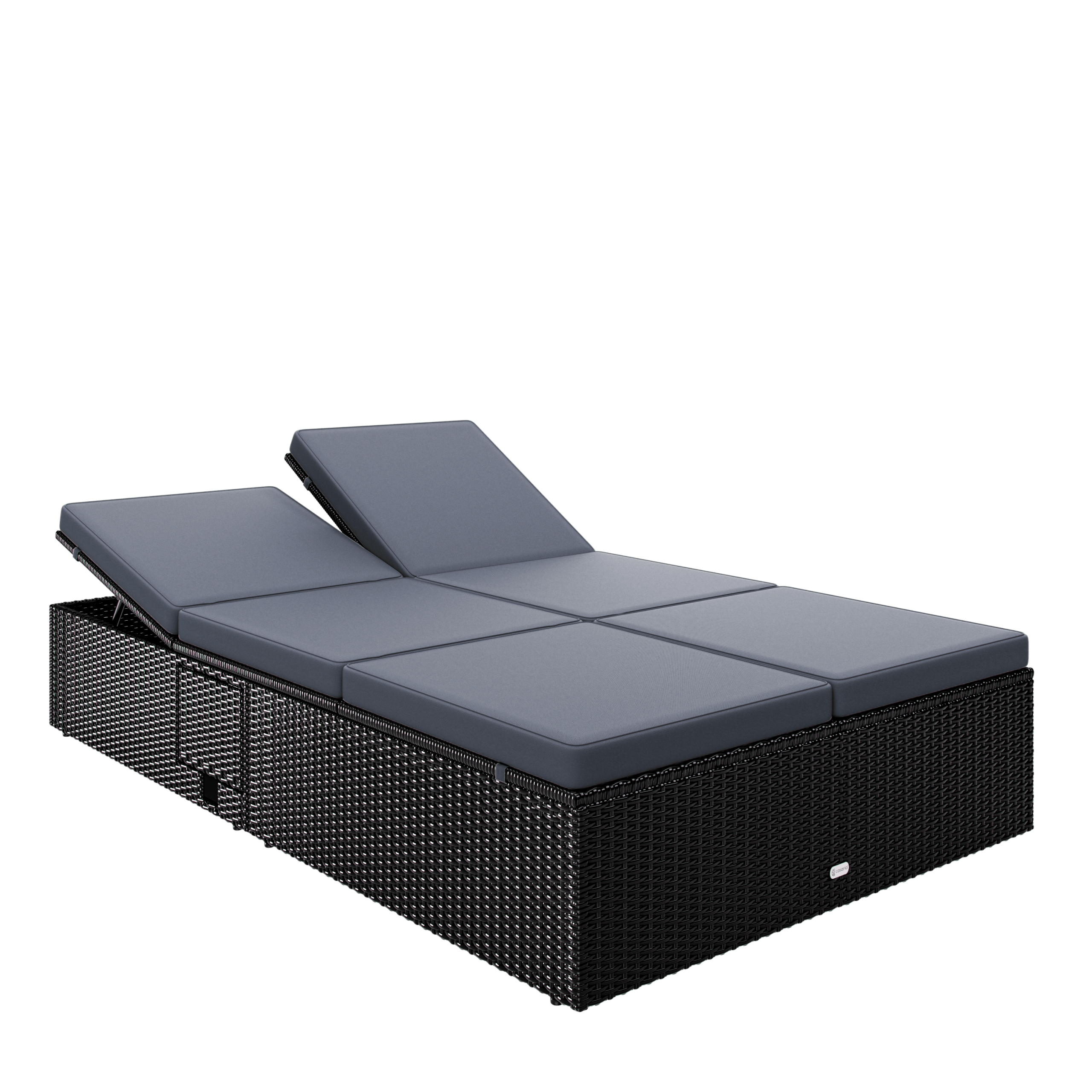 Polyrattan Gartenliege Schwarz/Anthrazit 200x115x33cm