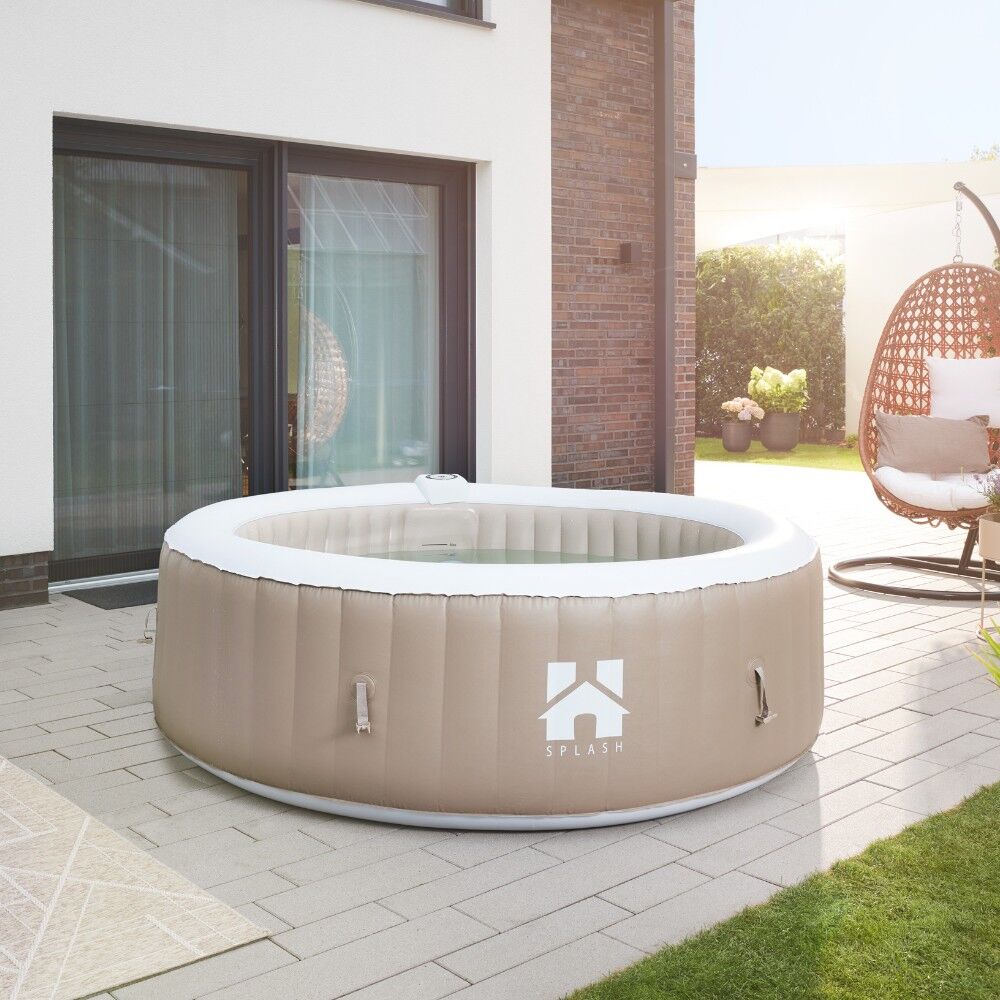Outdoor Whirlpool SPLASH inkl. Abdeckung - Ø208 cm 6 Personen Beige
