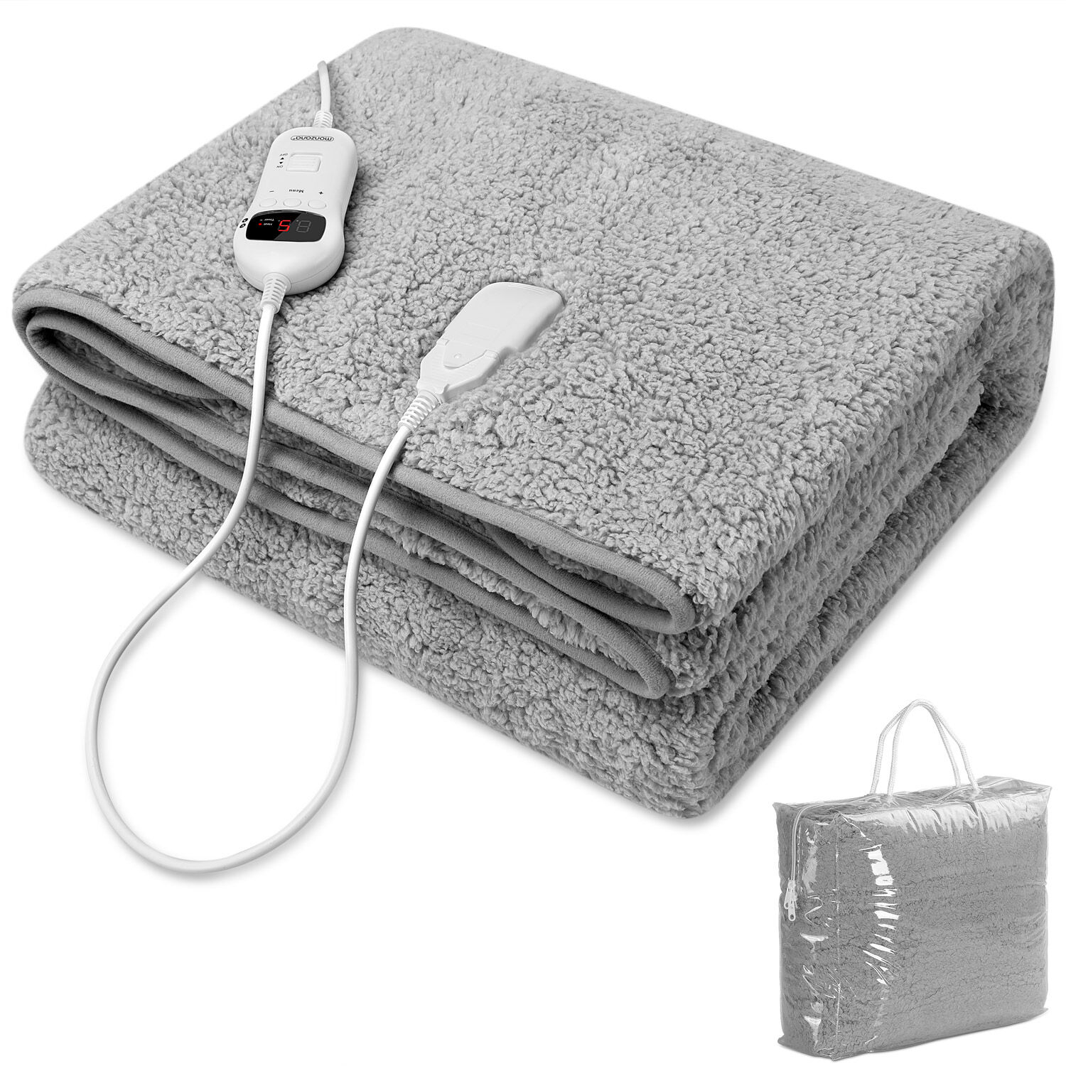 Heizdecke Fleece Grau 180x130cm
