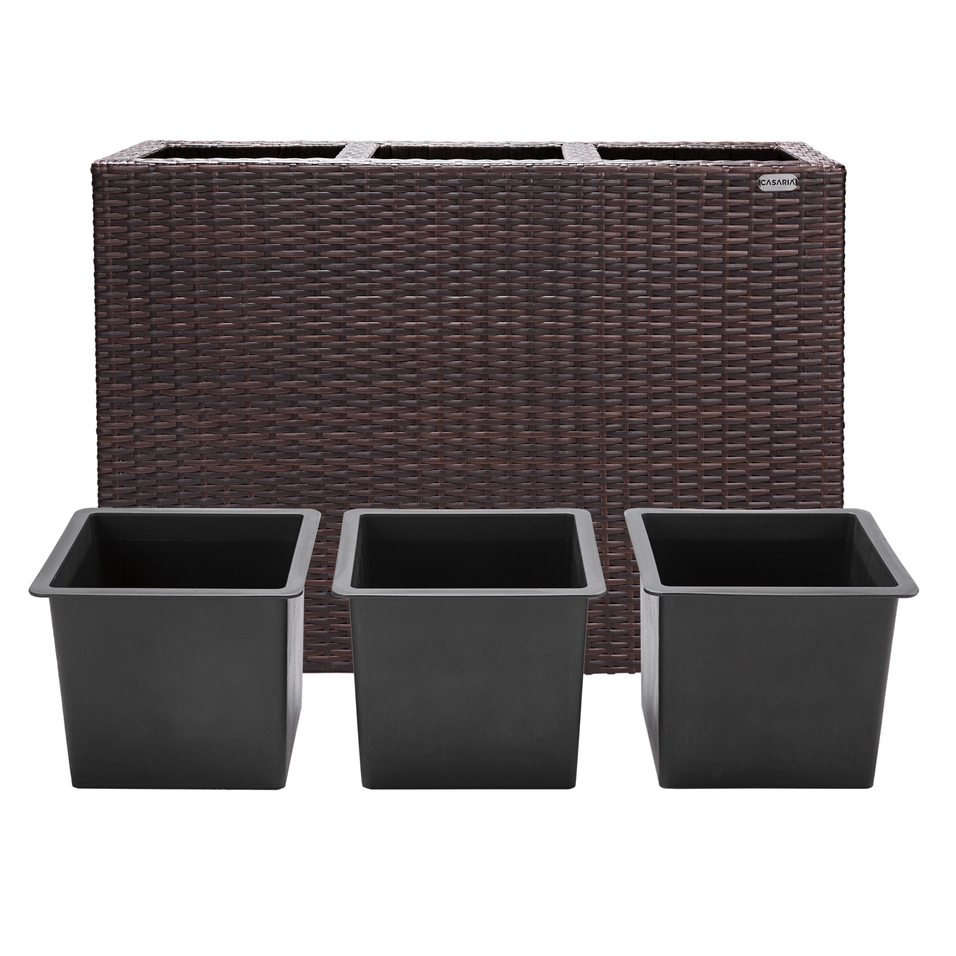 Polyrattan Blumentopf Braun 83x30,5x60cm
