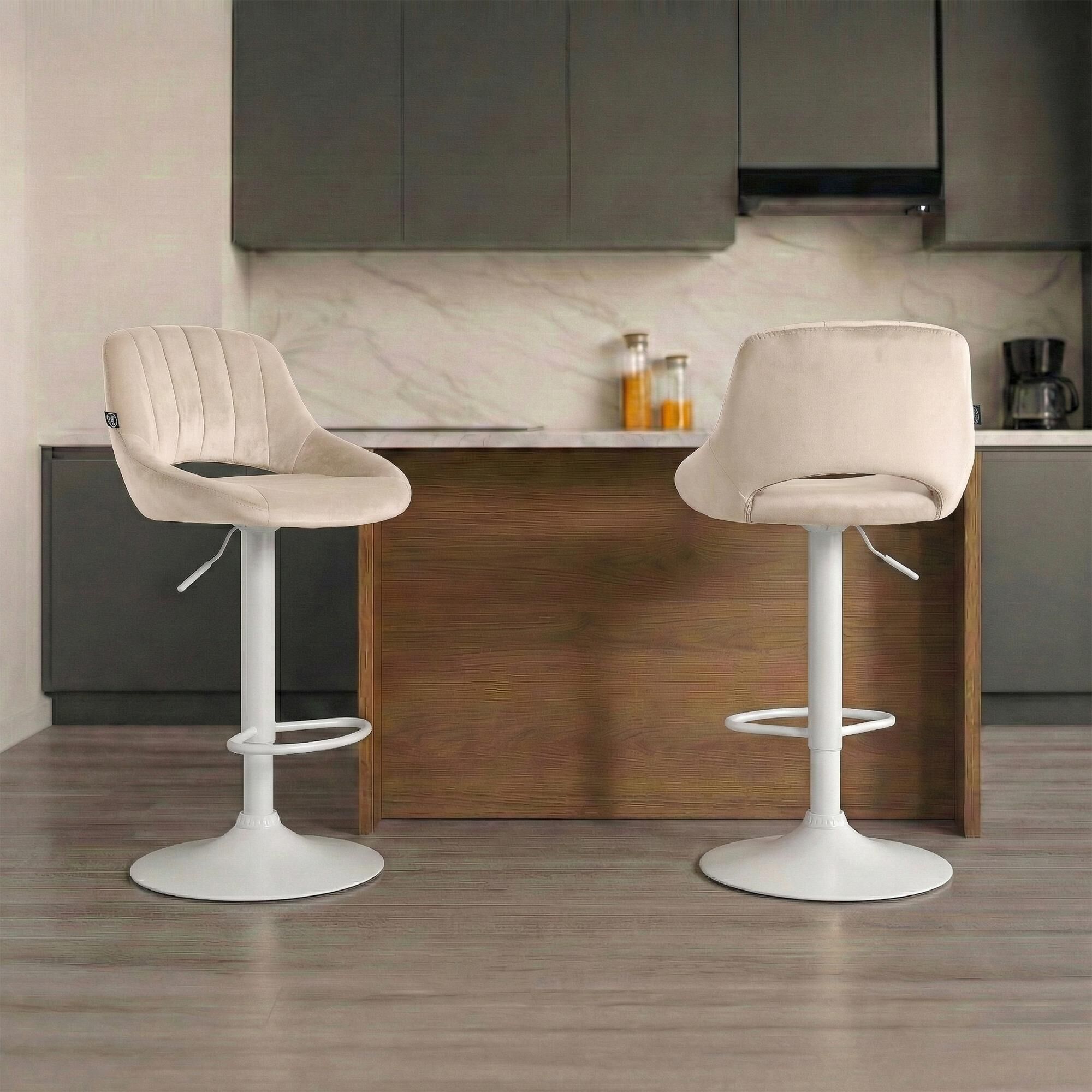 Barhocker Milet Samt weiß, creme