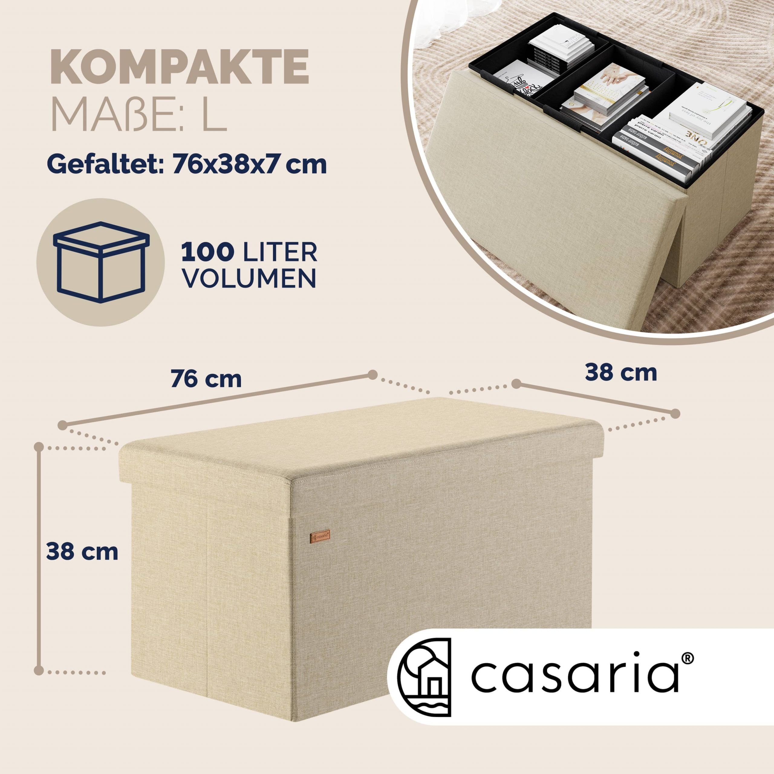 Sitzbank Beige 76x38x38cm MDF faltbar