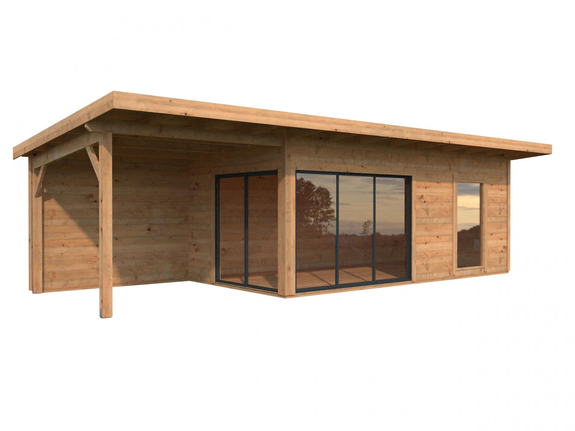 Palmako Pultdach Gartenhaus Andrea 17,1+7,9 m² Slide Plus