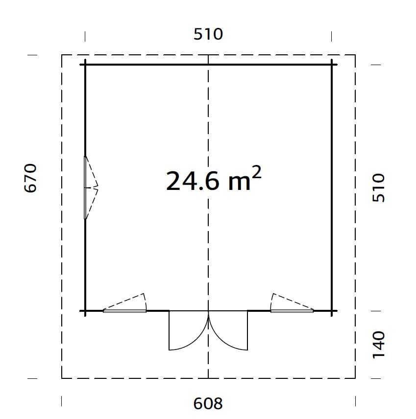 Grundriss Palmako Gartenhaus Helena 24,6 m²