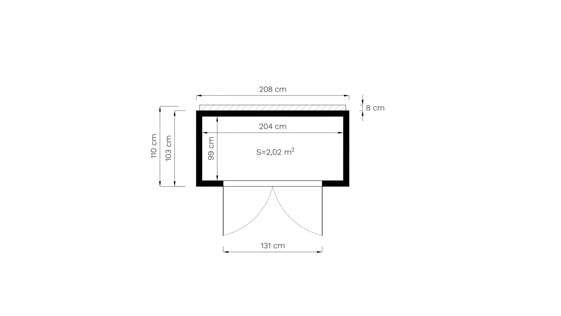 Gerätehaus Holz Box 1 schwarz/natur 207 x 103 cm