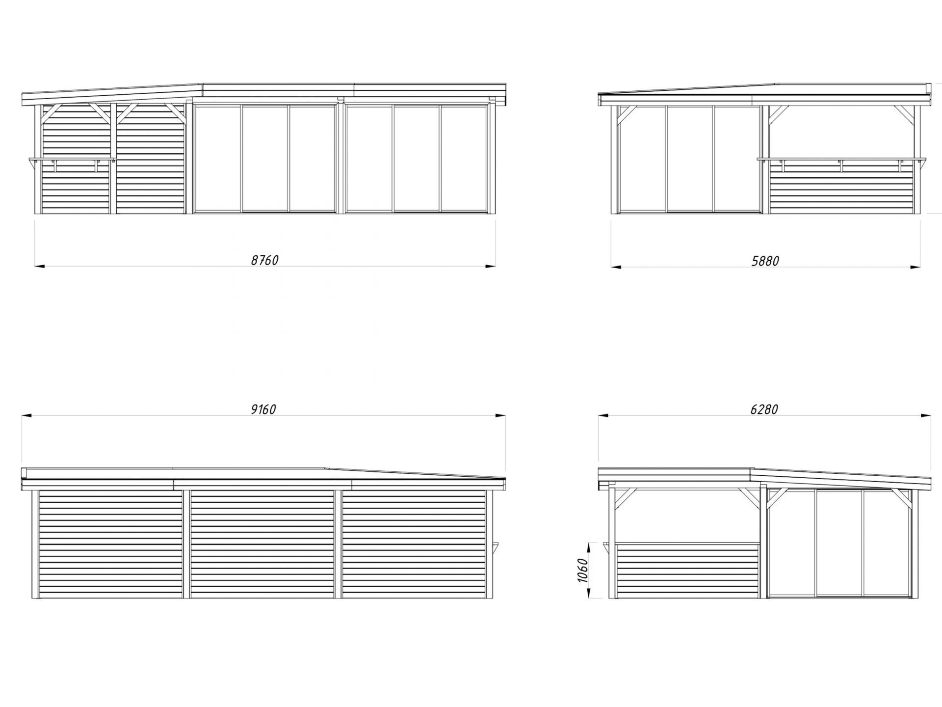 Palmako modernes Gartenhaus Lenna 33,2 m² Set 720 Slide Plus