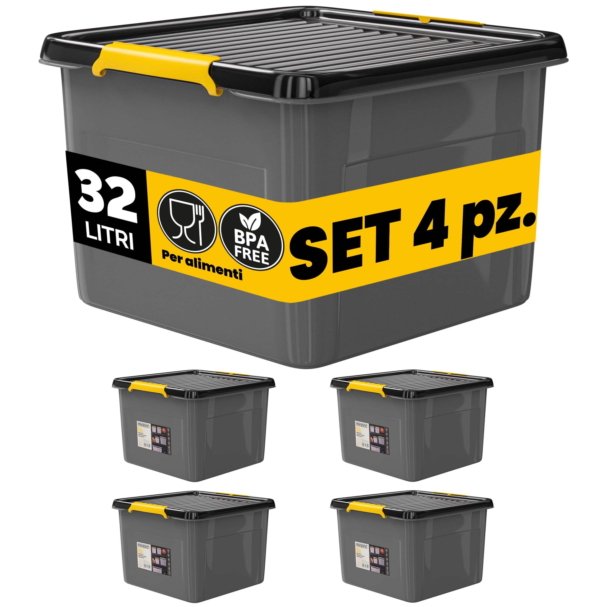 Aufbewahrungsbox 4er-Set Grau/Anthrazit 39x39x26cm stapelbar