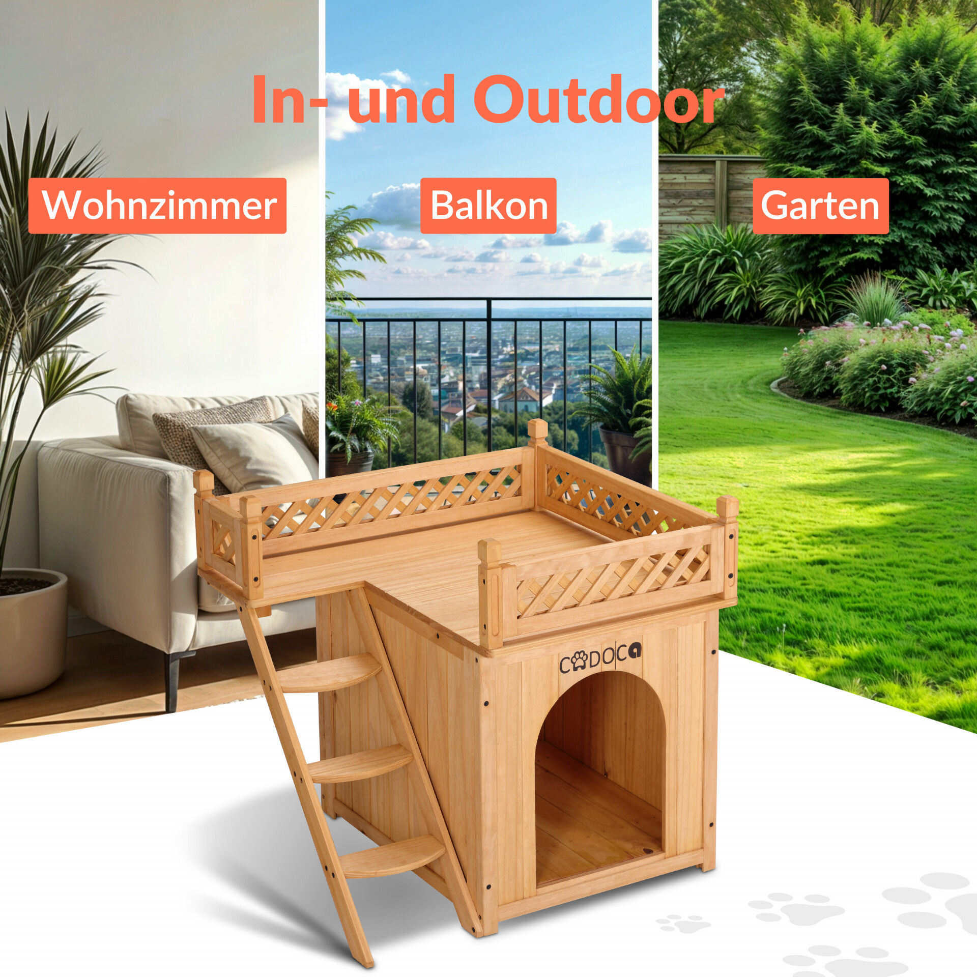 Katzenhaus Holz FSC®-zertifiziert 66x53x64cm