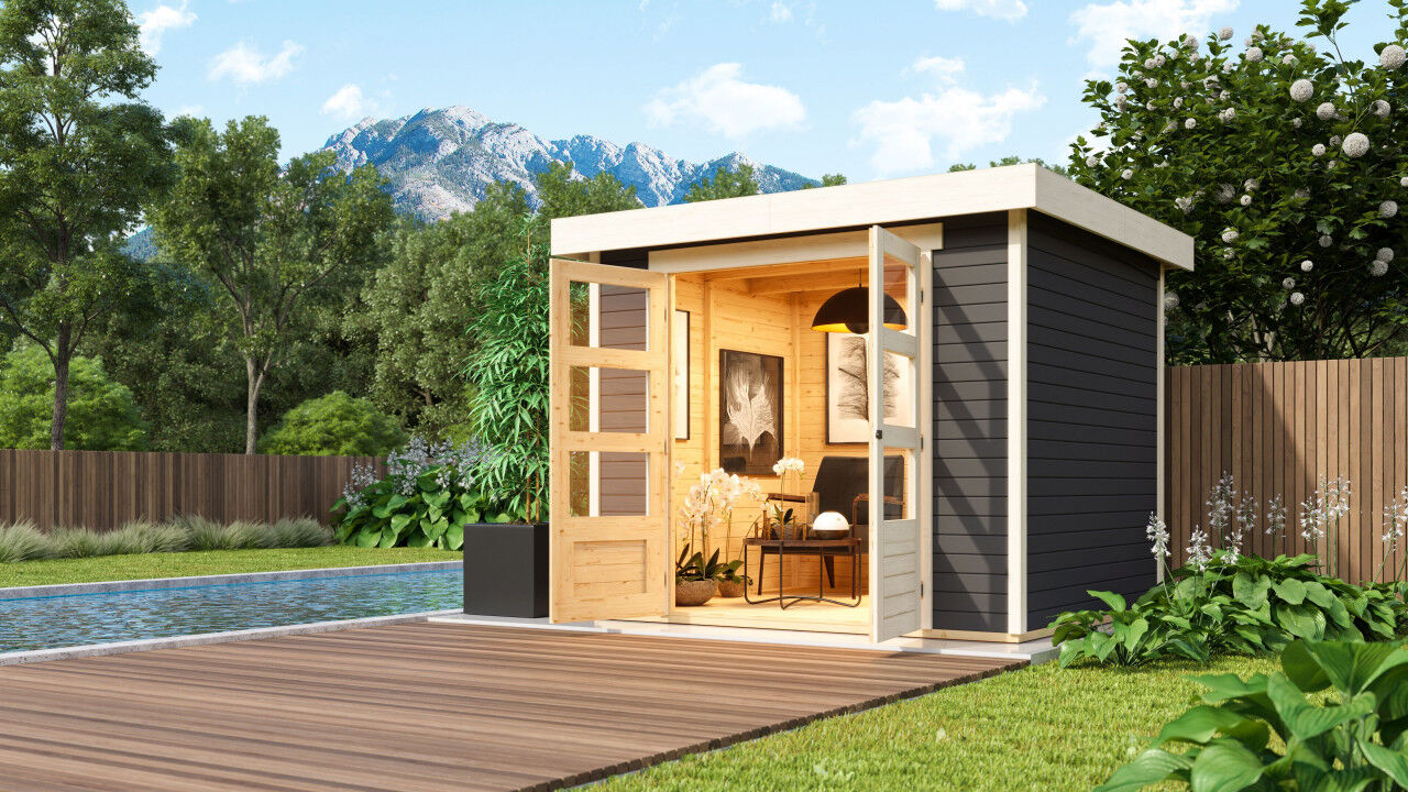 Flachdach Gartenhaus Askola 3 terragrau