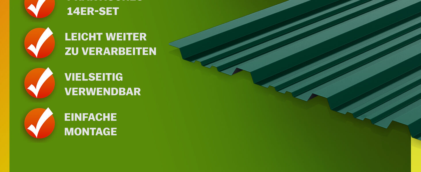 Trapezblech 14er-Set Grün 110x46cm