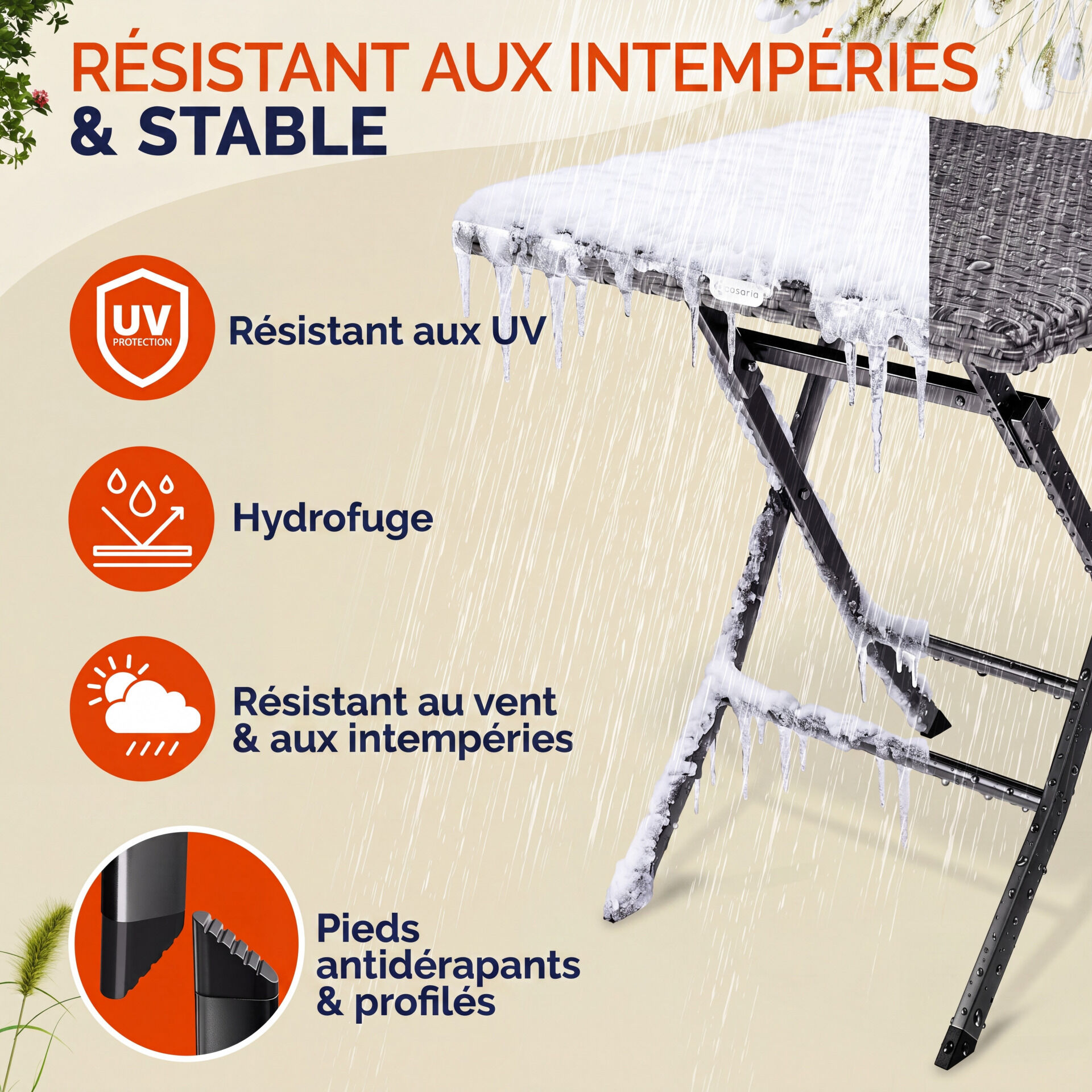 Polyrattan Klapptisch Rom Anthrazit 75x65x65cm