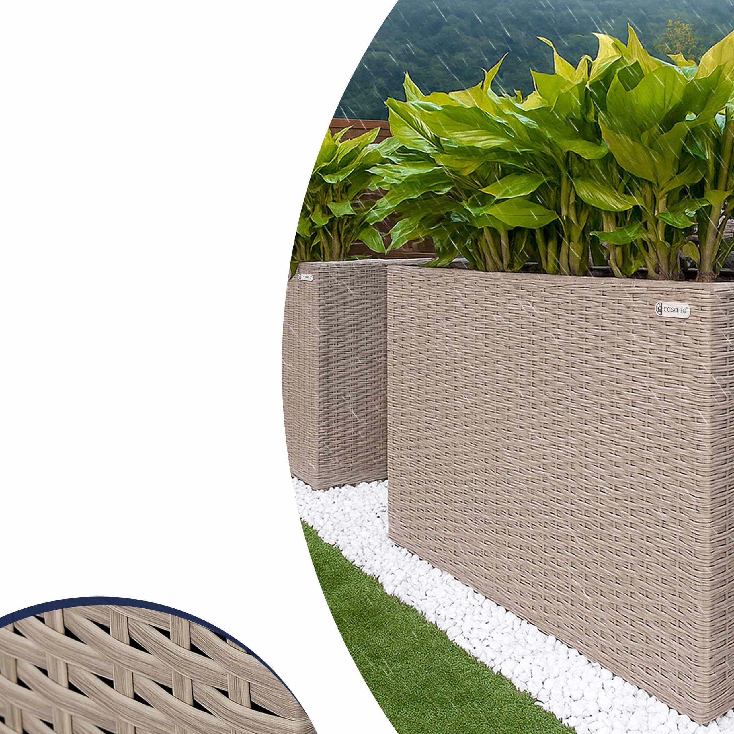 Polyrattan Blumenkasten Creme 95x27x60cm