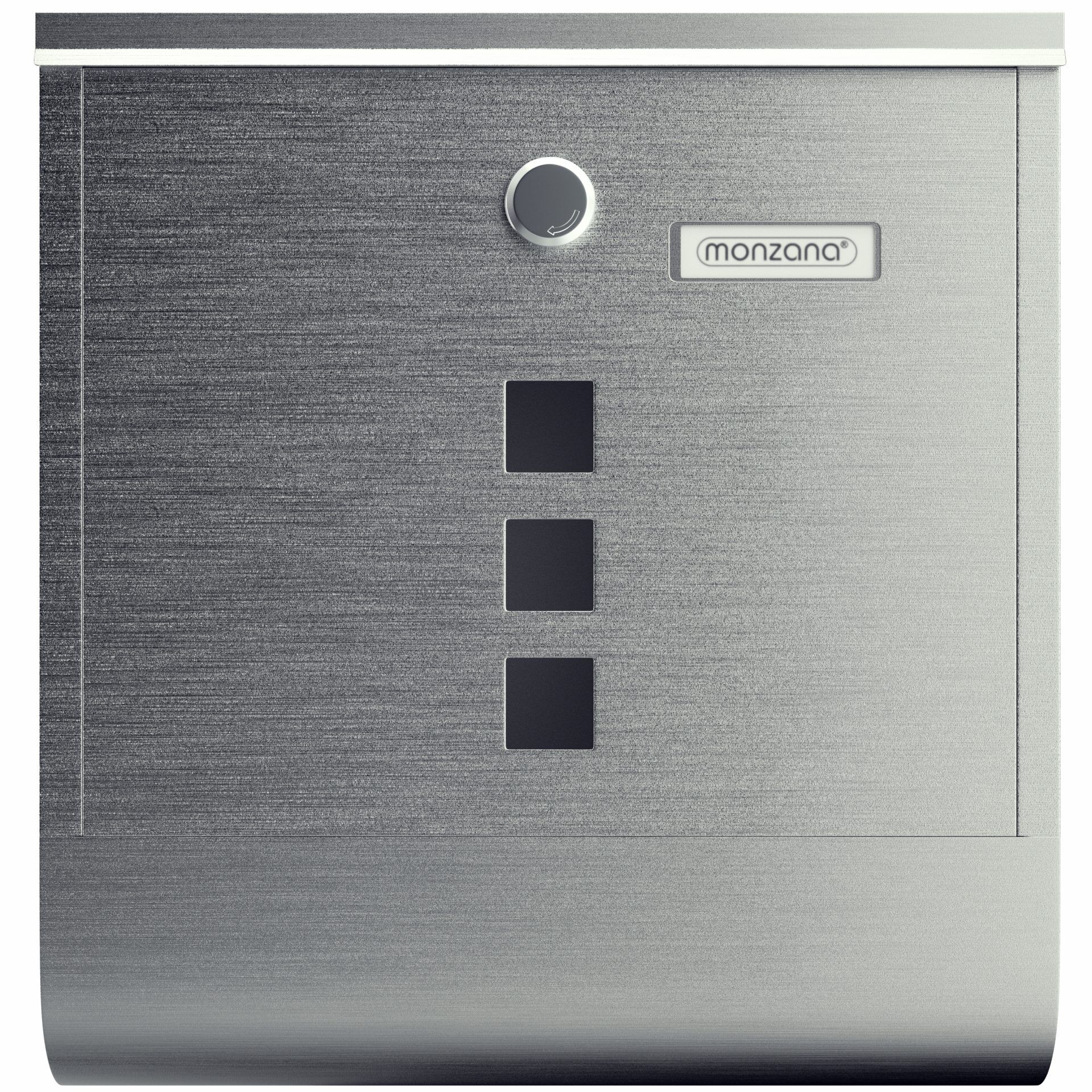 Briefkasten mit Zeitungsrohr Edelstahl Silber