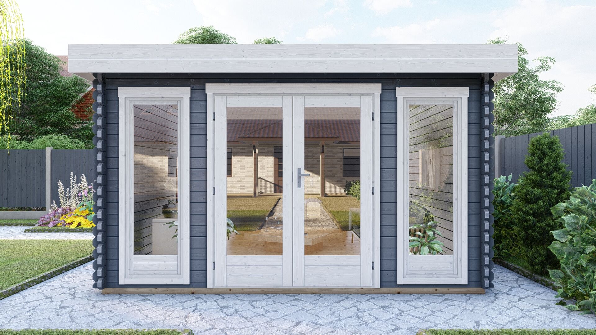 Gartenhaus York 7 Frontansicht