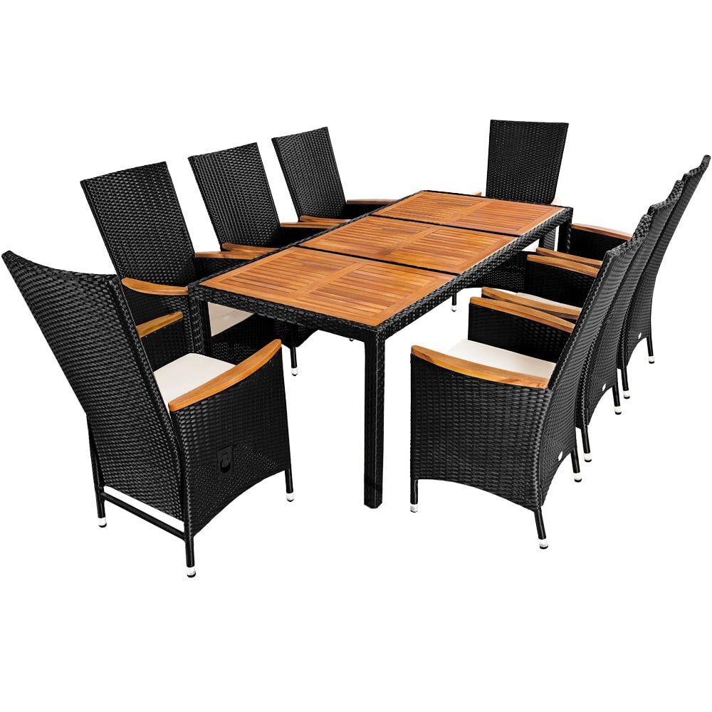 Polyrattan Garten-Sitzgruppe Rio 9-tlg Schwarz